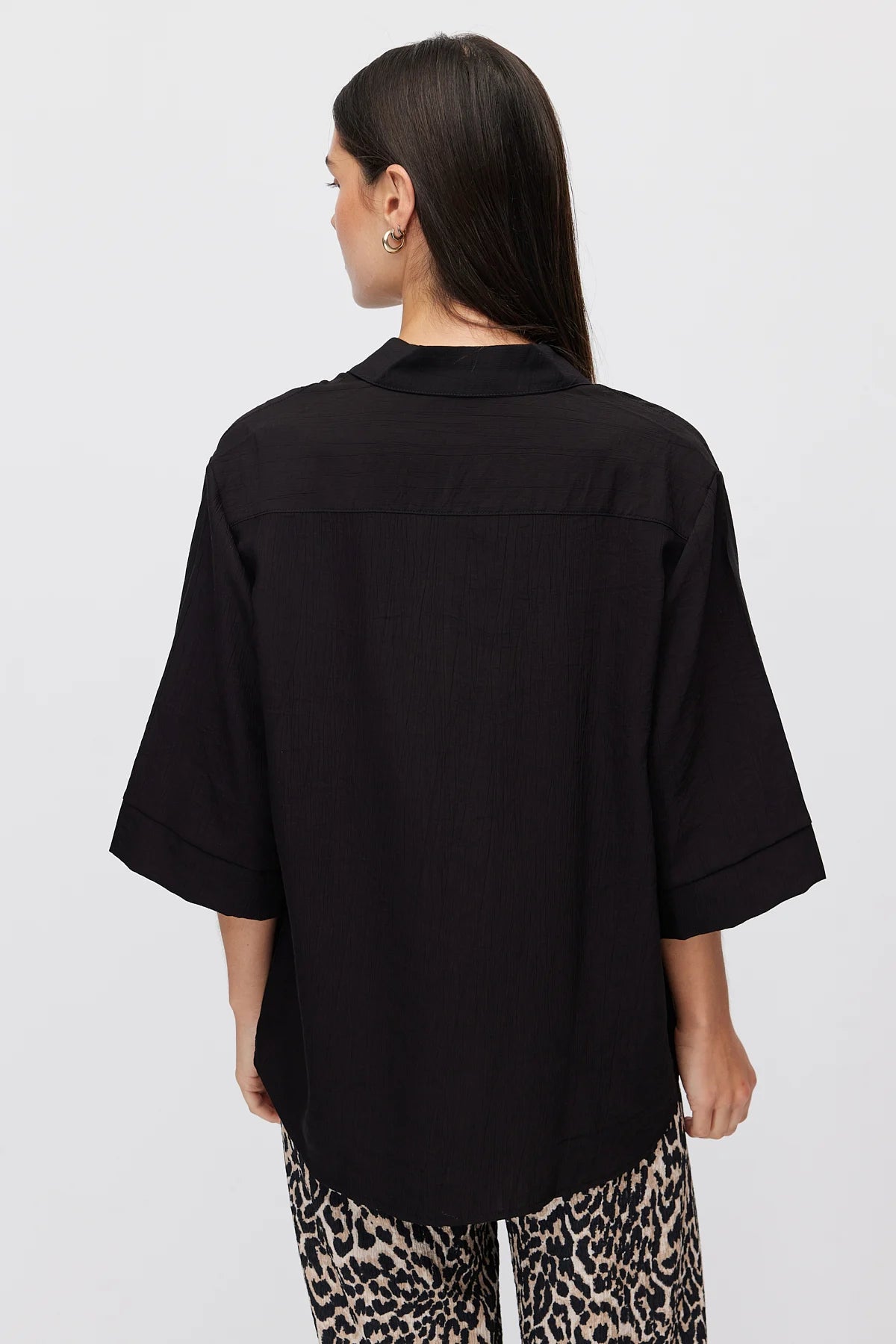 Women's Oversize Textured Double Sleeve Shirt