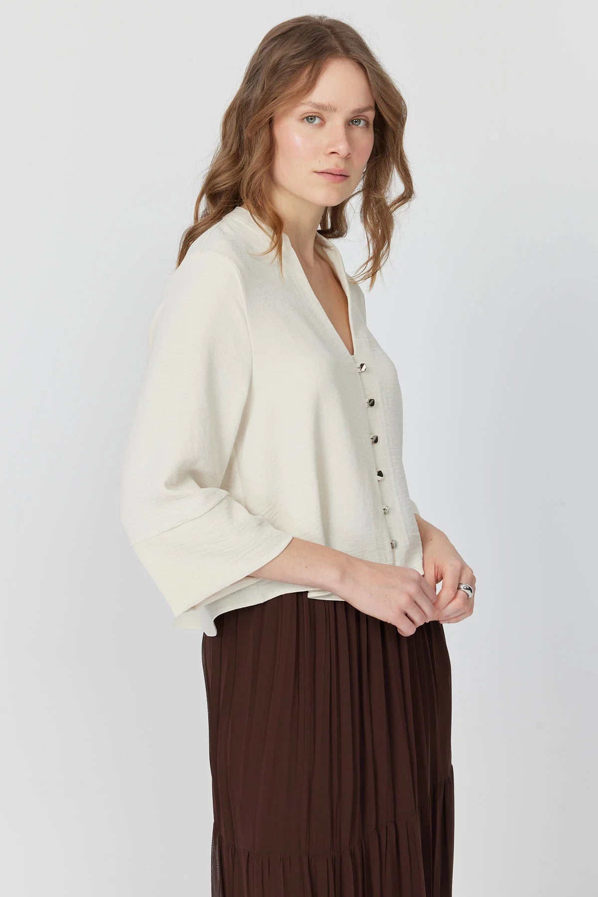 بلوزی کۆلارە ماندارین بۆ ئافرەتان 