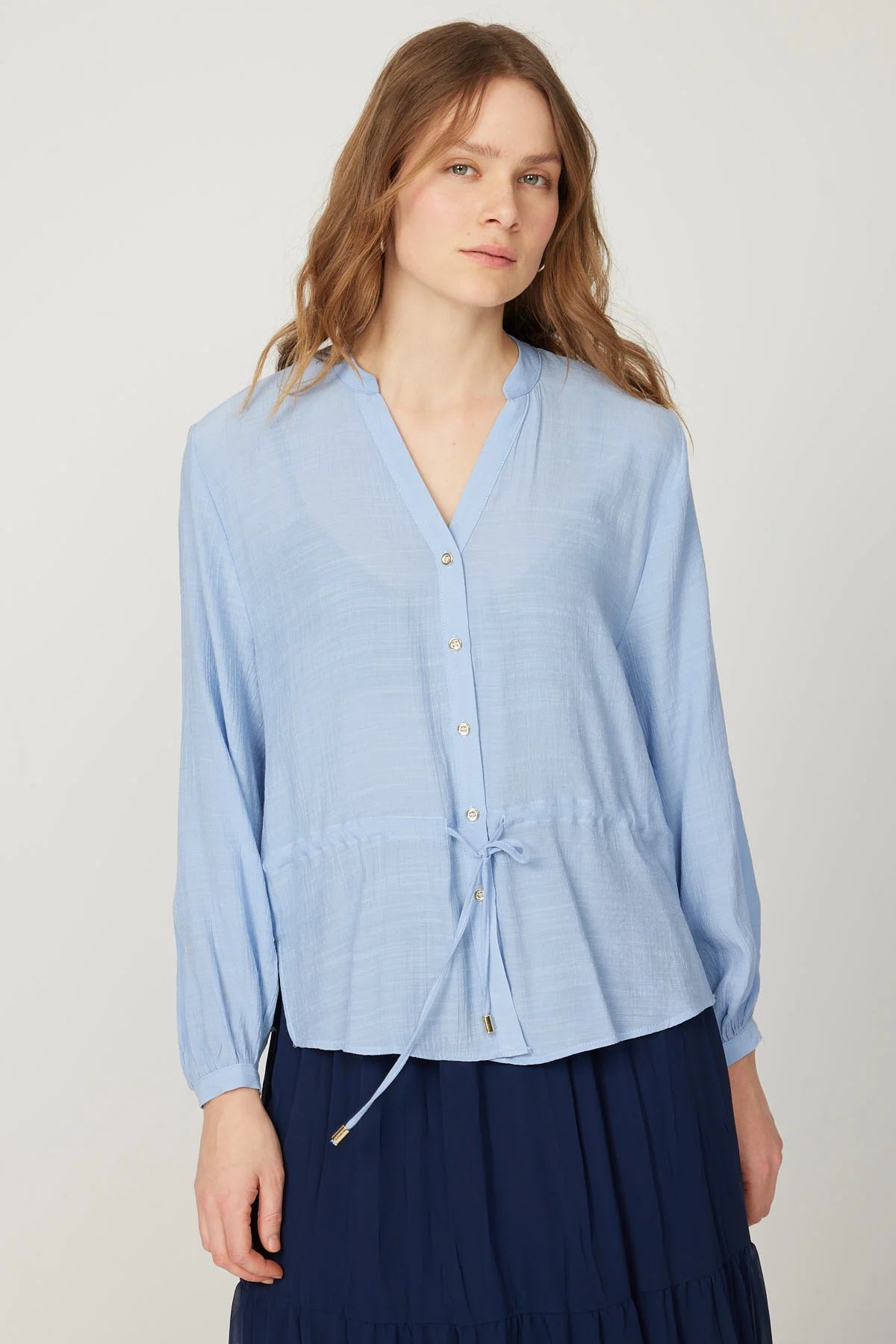 بلوزی کەمەر بە کۆلارە ماندارین بۆ ئافرەتان 