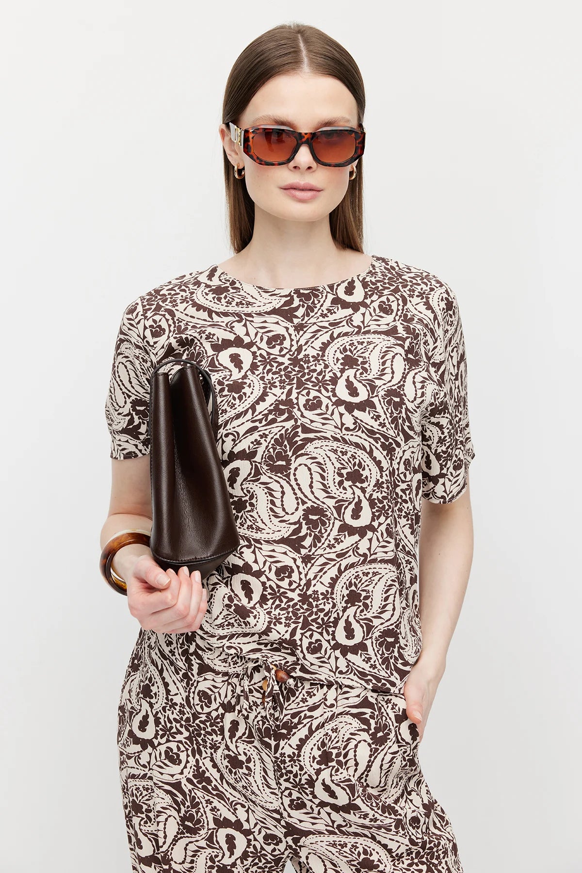 Women's Tight-Tie Patterned Blouse