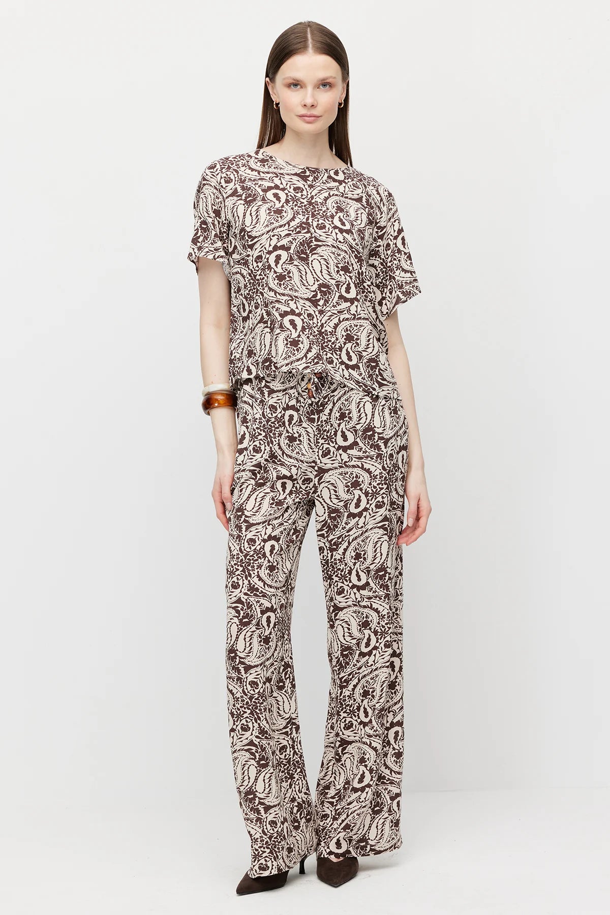 Women's Tight-Tie Patterned Blouse