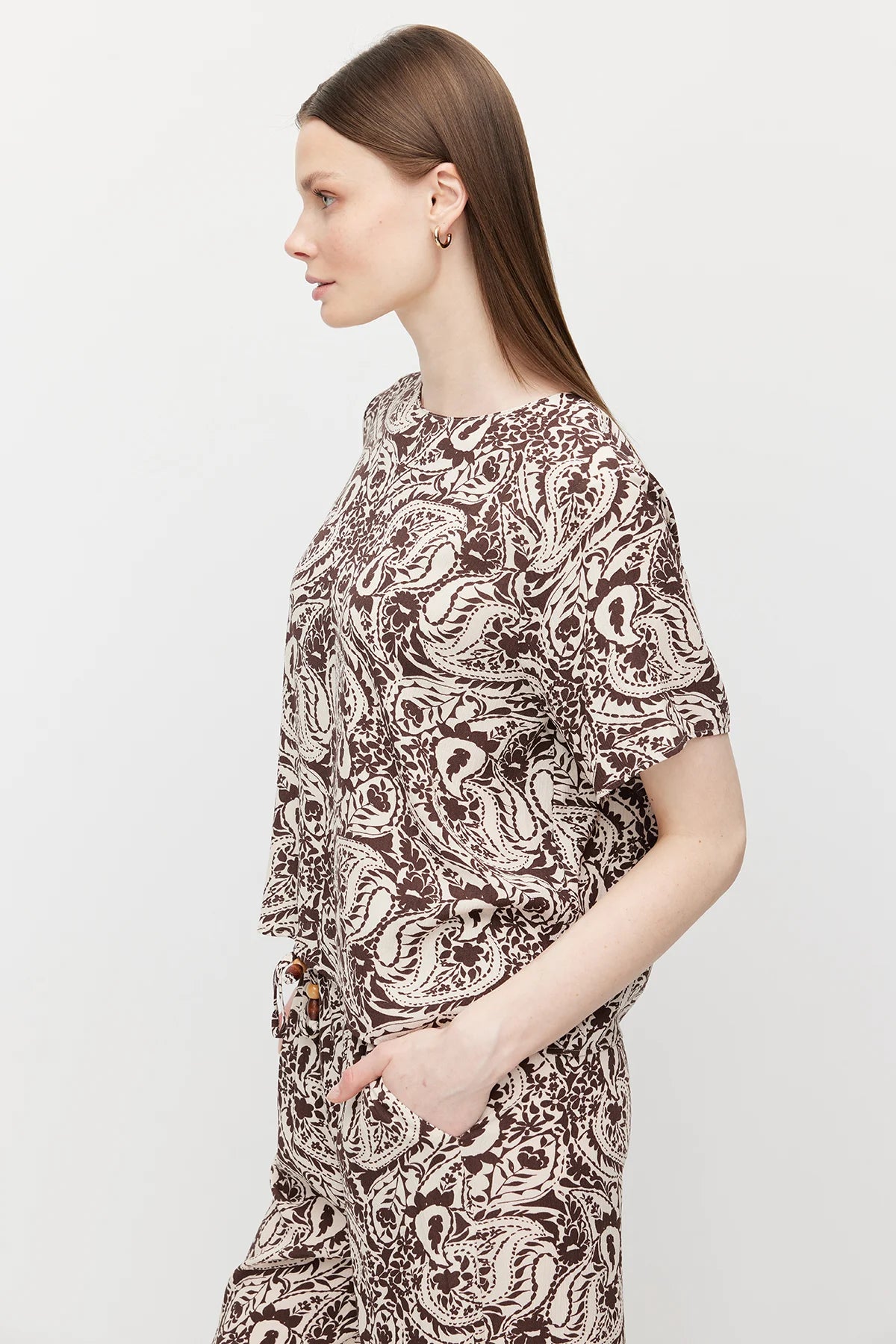 Women's Tight-Tie Patterned Blouse