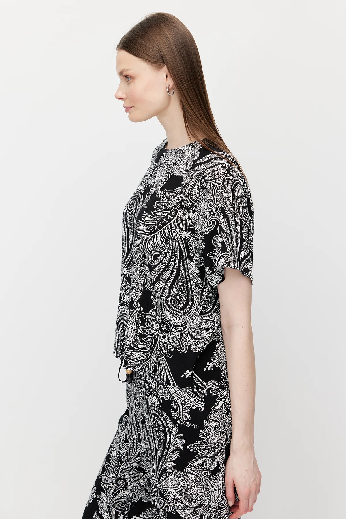 Women's Tight-Tie Patterned Blouse