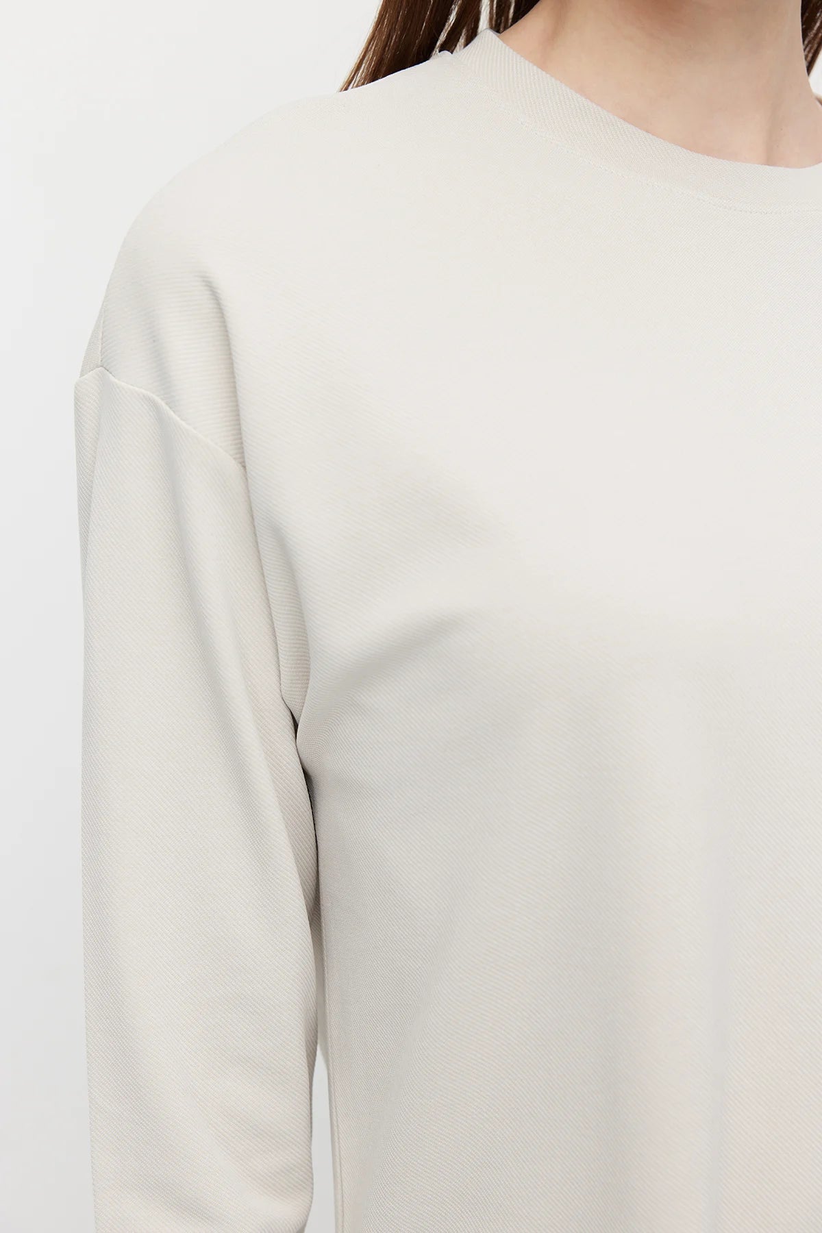 Women's Crew Neck Textured Blouse with Slit