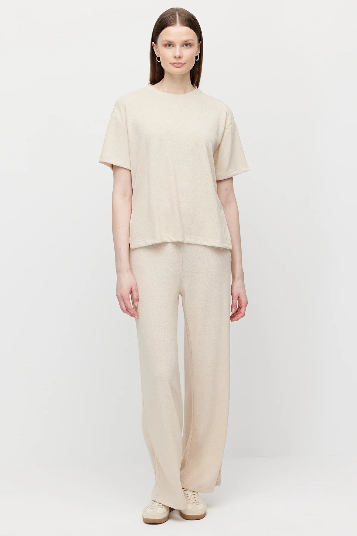 Women's Crew Neck Oversize Blouse with Side Slits