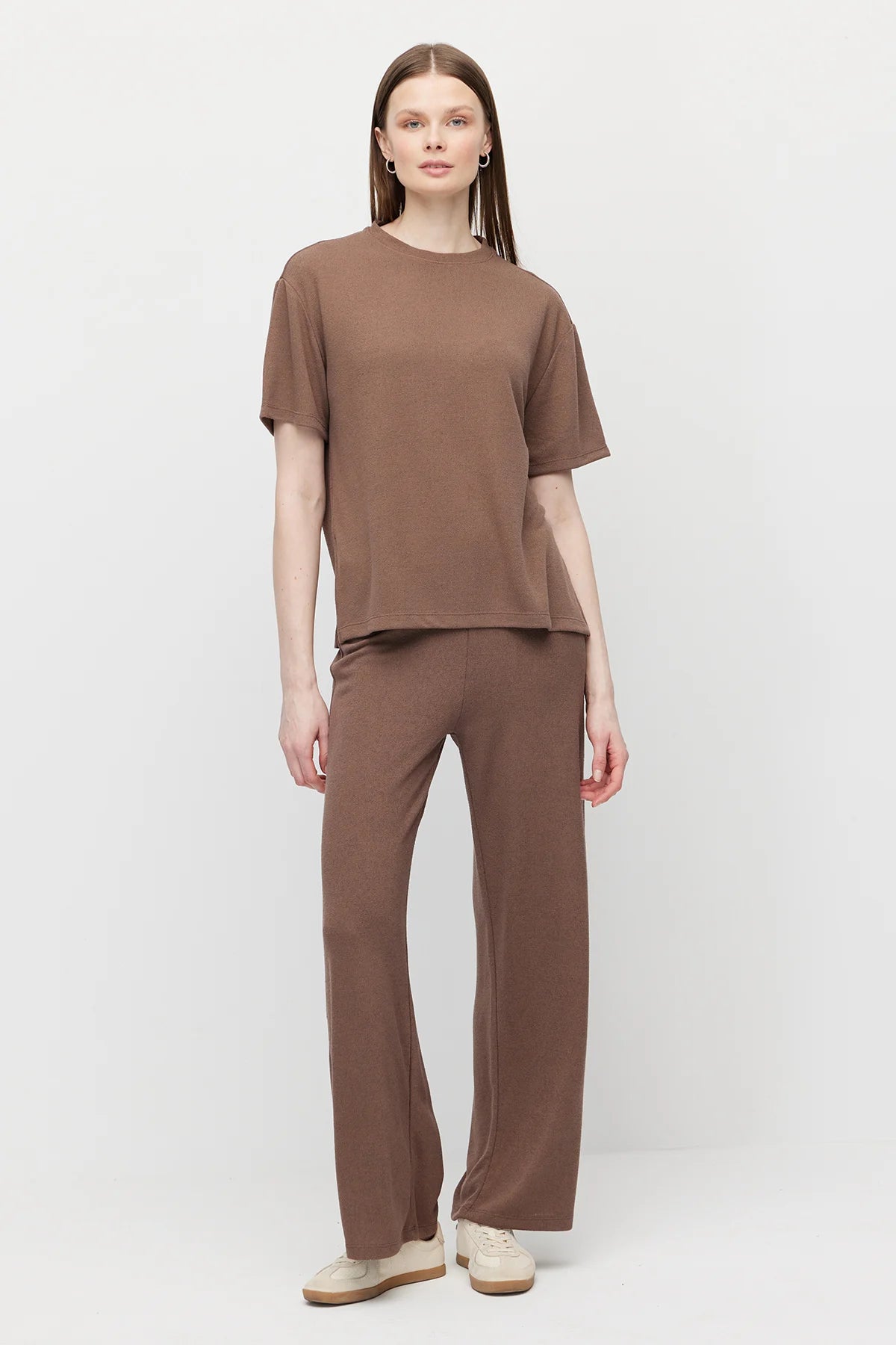 Women's Crew Neck Oversize Blouse with Side Slits