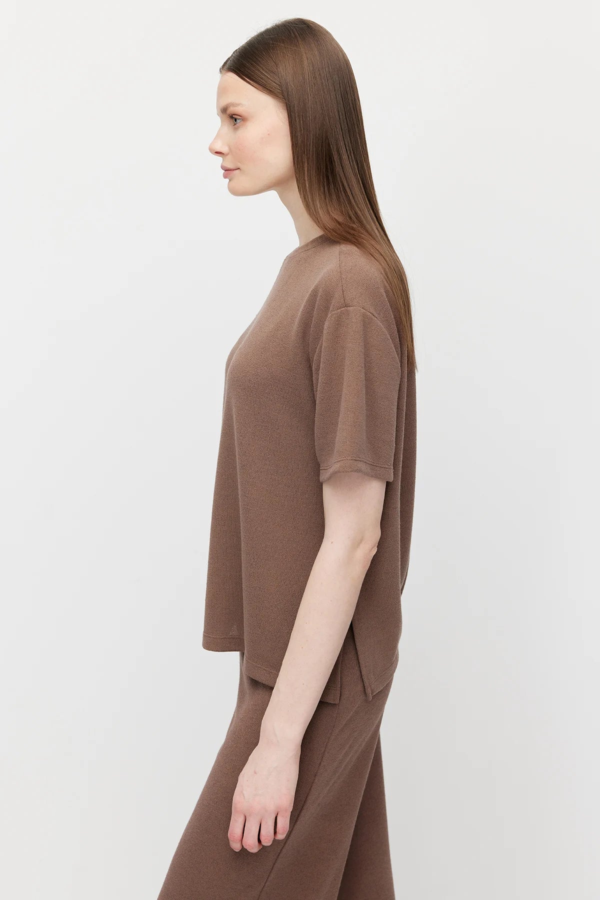 Women's Crew Neck Oversize Blouse with Side Slits