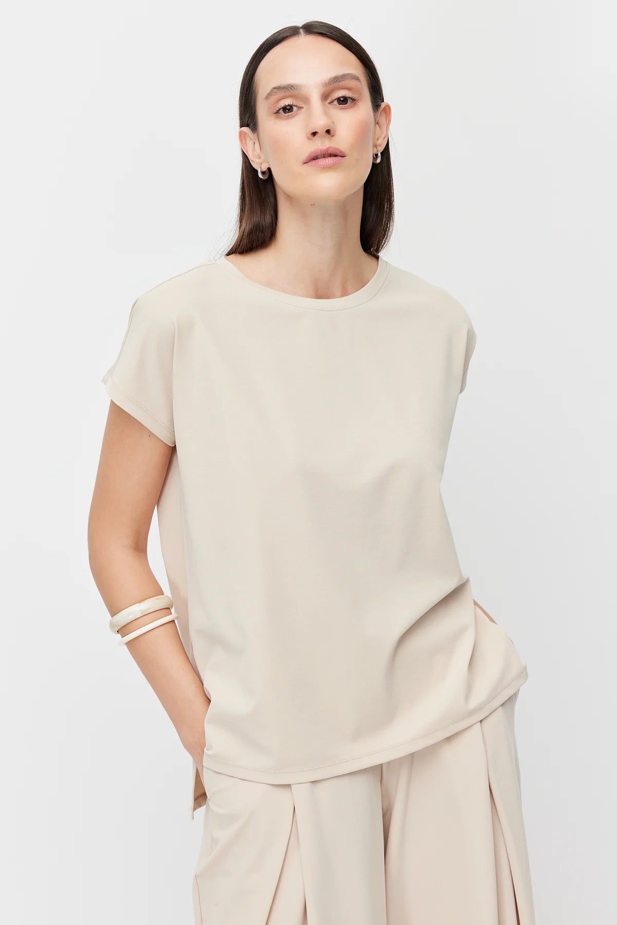 Women's Crew Neck Short-Sleeve Blouse