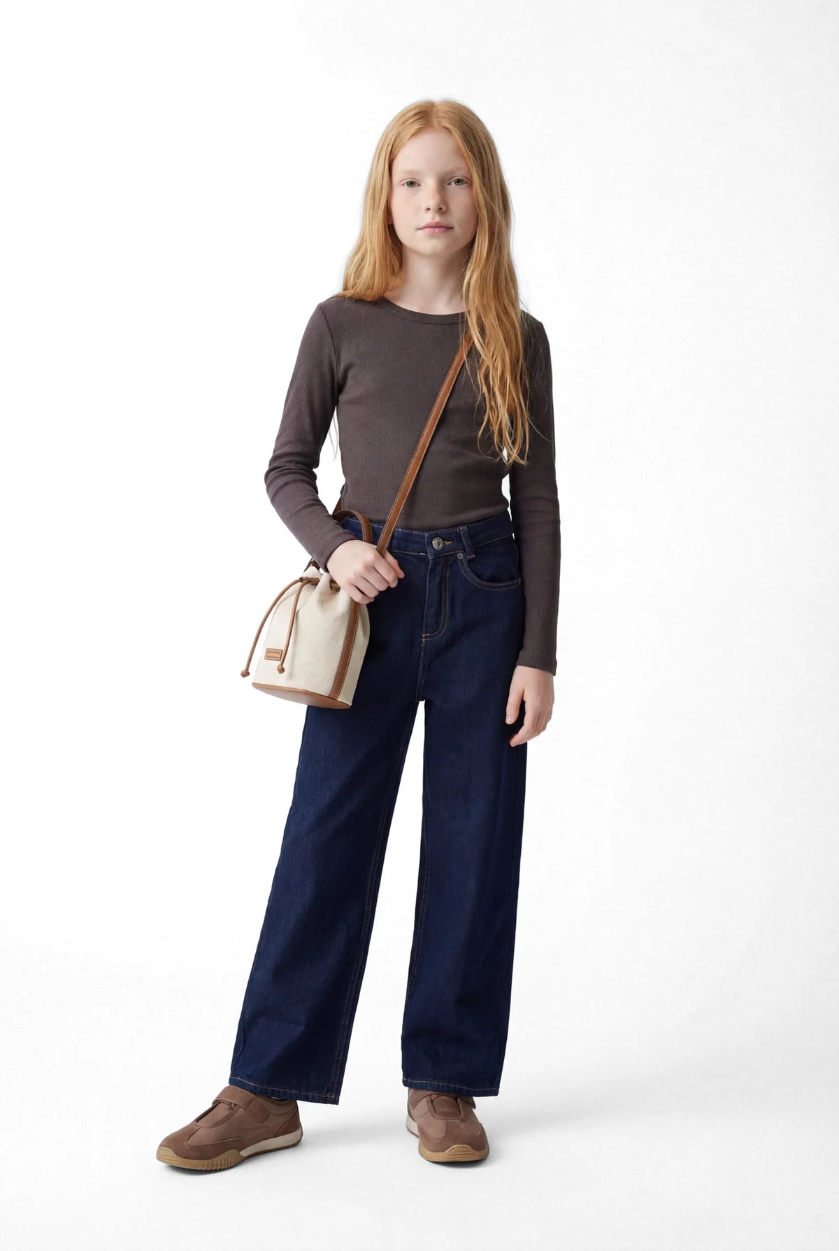 Girls' Ribbed Round Neck Blouse