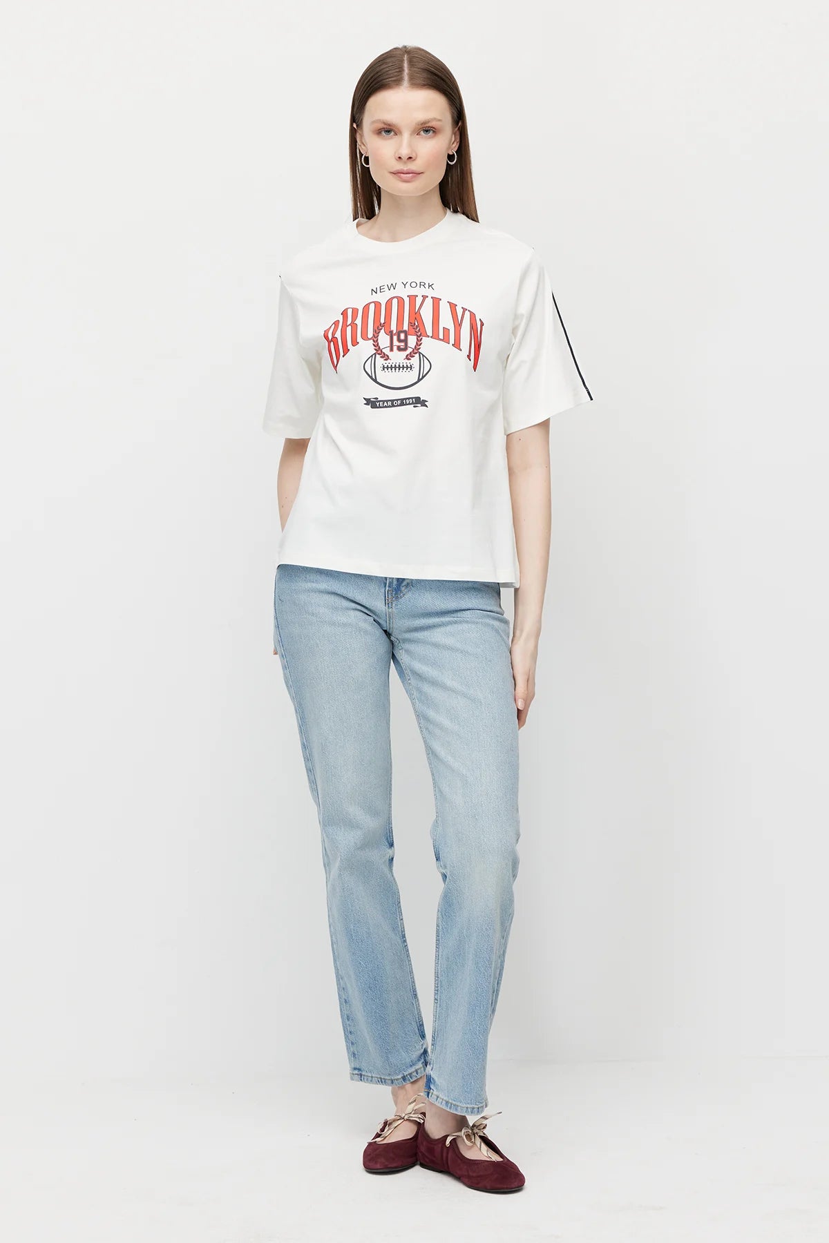 Women's Crew Neck Printed Oversize T-Shirt