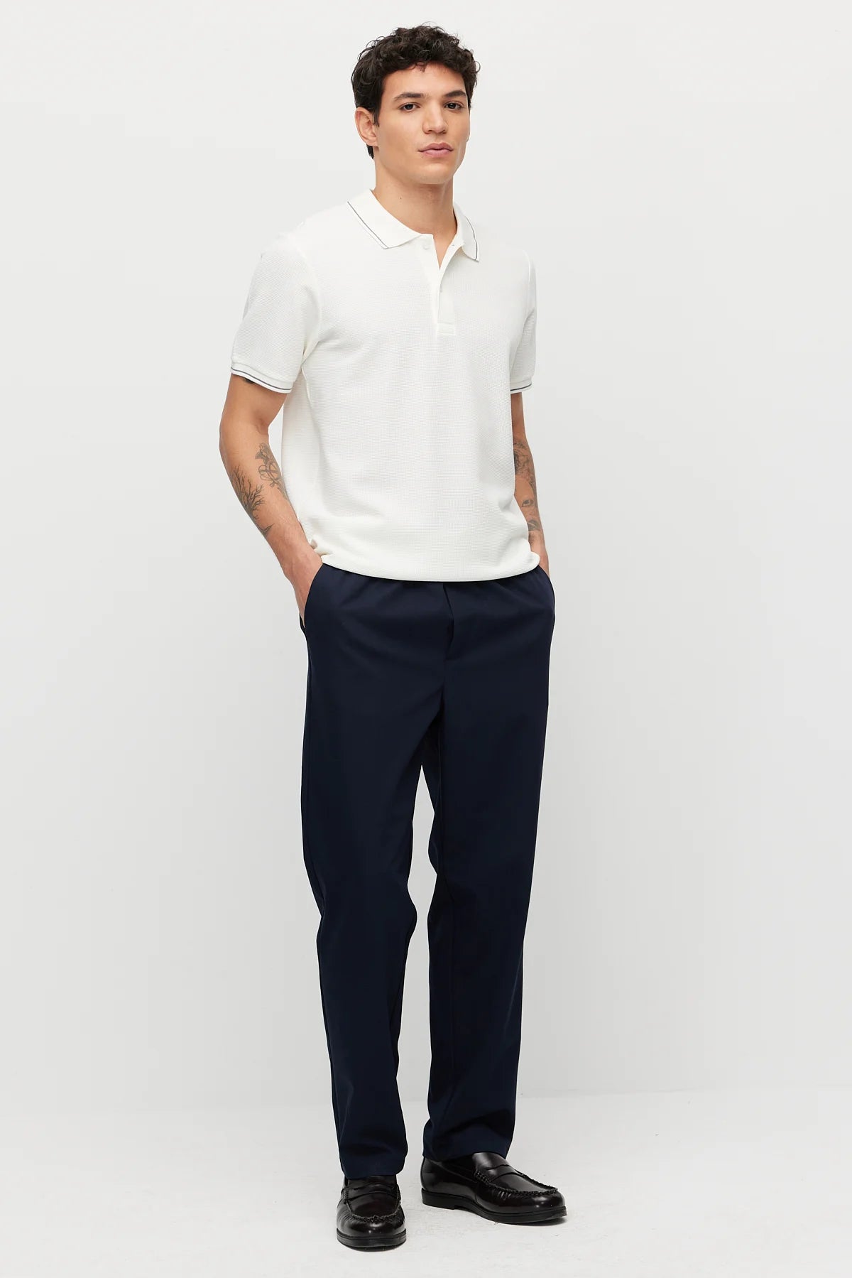 Men's Contrast Stitch Polo Collar T-shirt