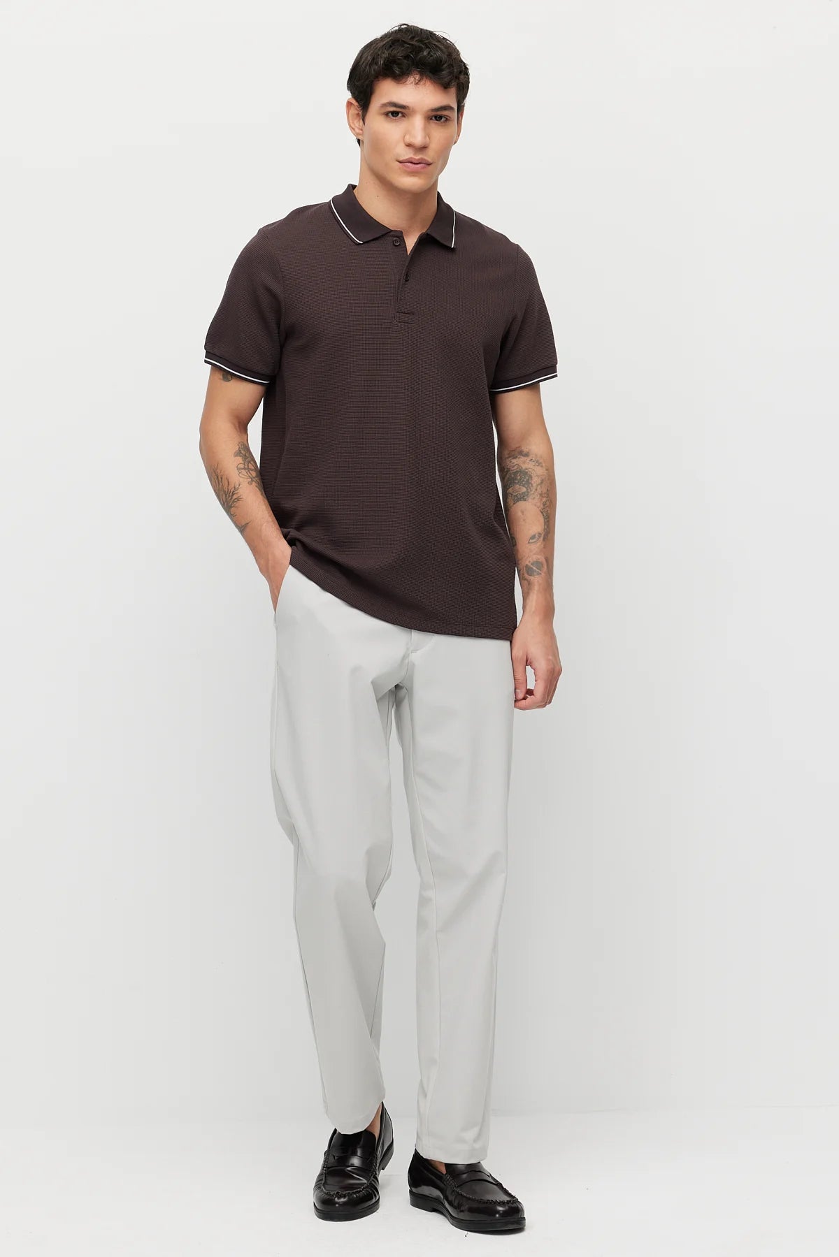 Men's Contrast Stitch Polo Collar T-shirt