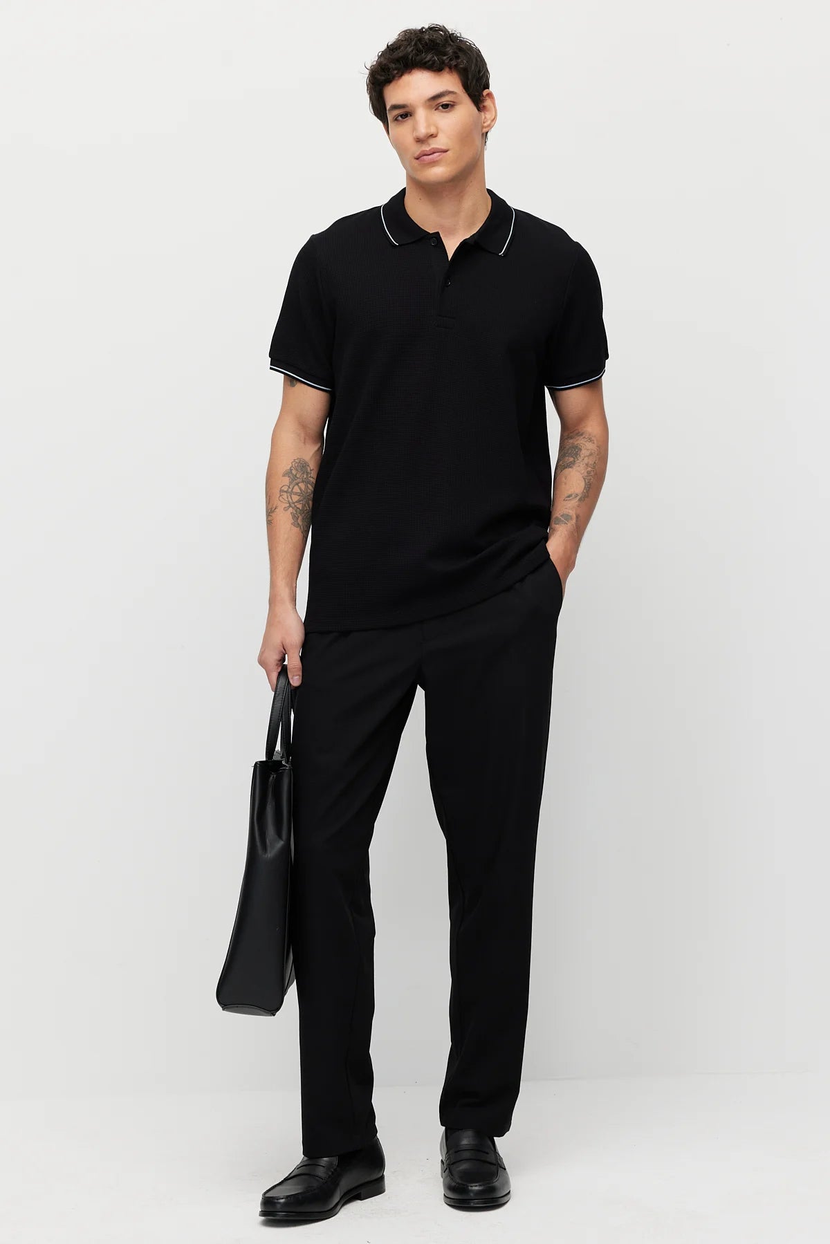 Men's Contrast Stitch Polo Collar T-shirt