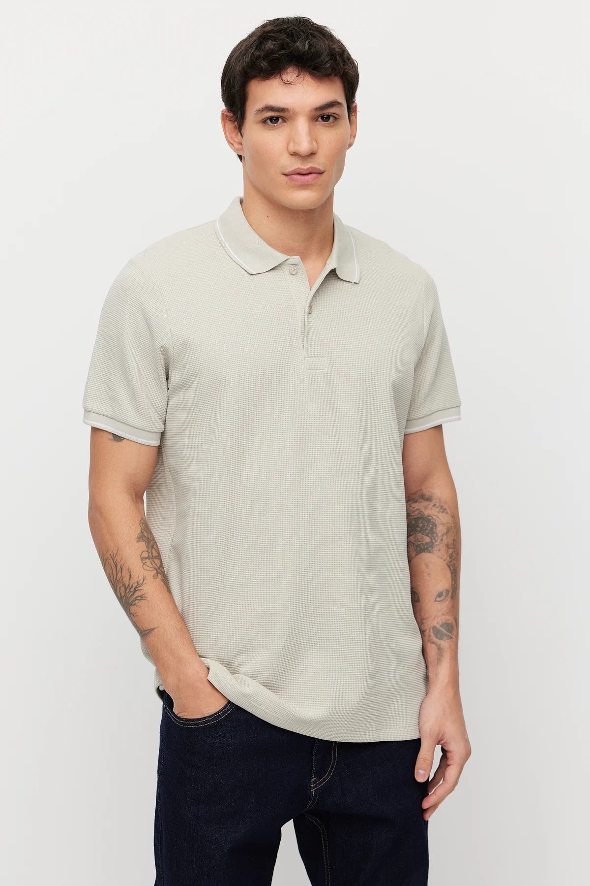 Men's Contrast Stitch Polo Collar T-shirt