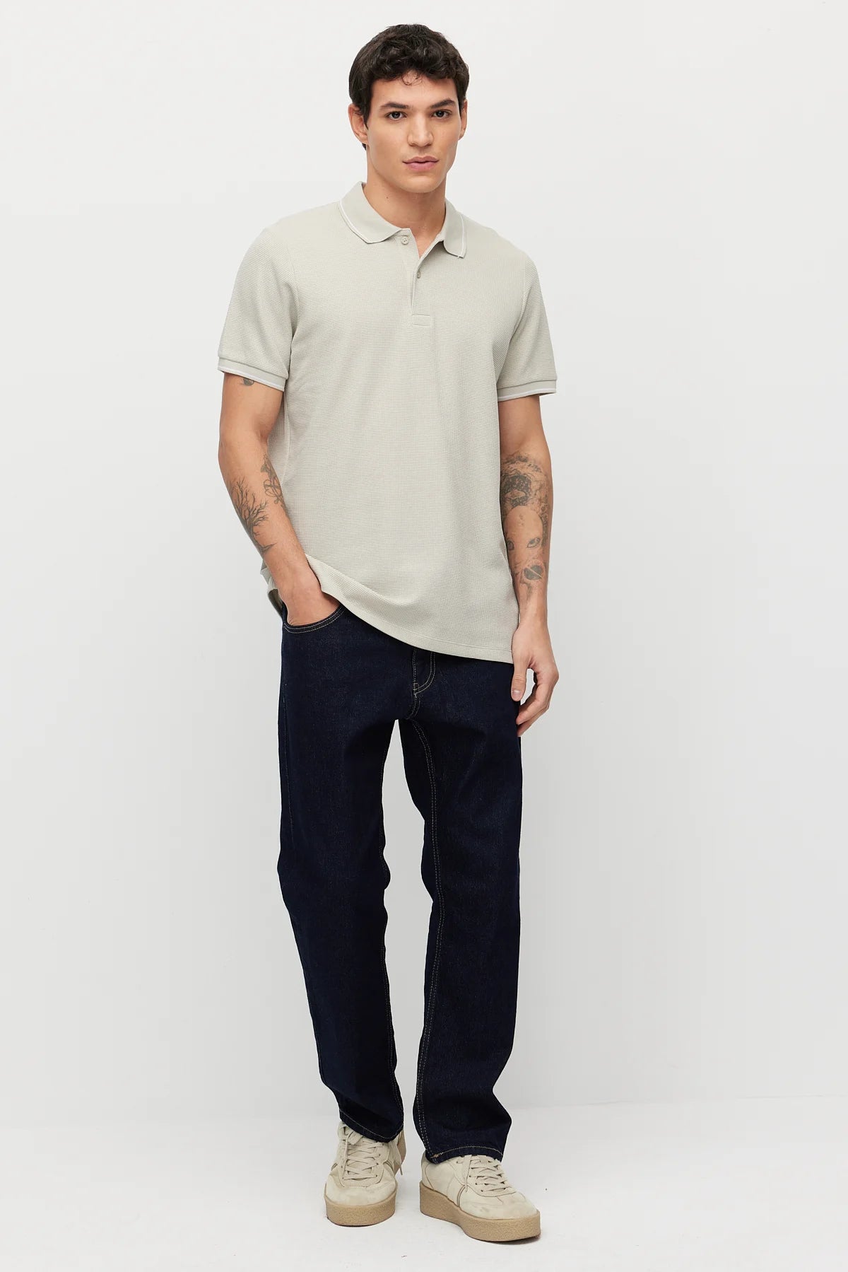 Men's Contrast Stitch Polo Collar T-shirt