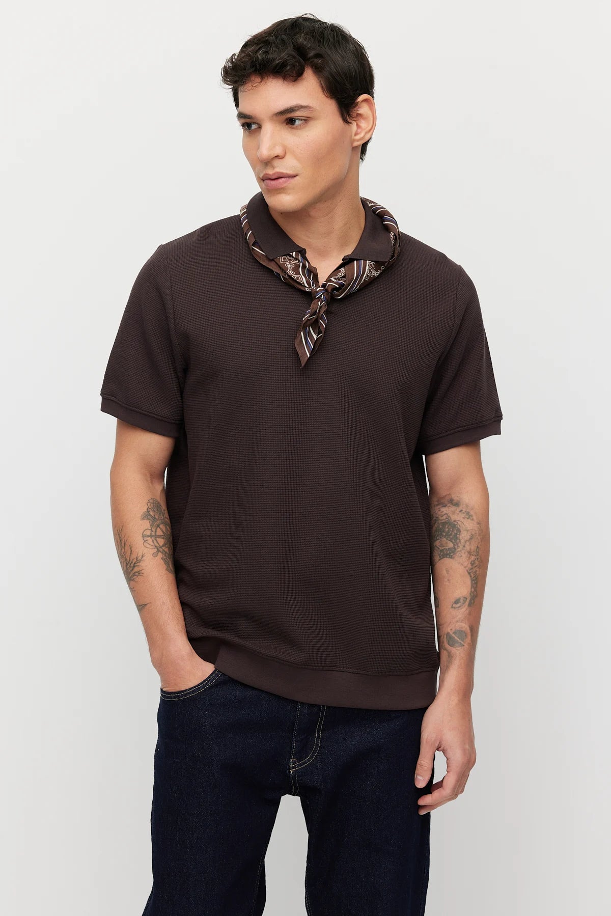 Men's Textured Polo Collar T-shirt