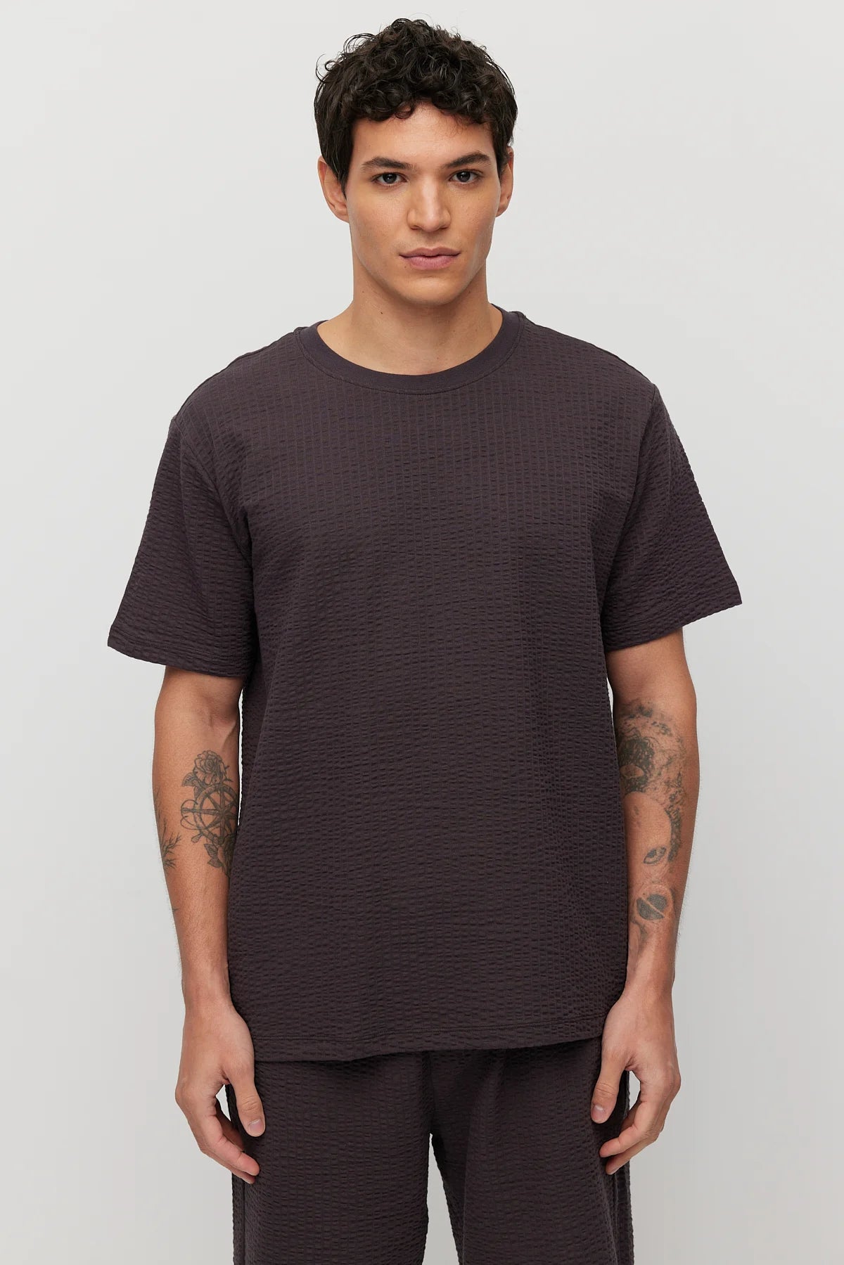 Men's Crew Neck Textured Oversize T-shirt