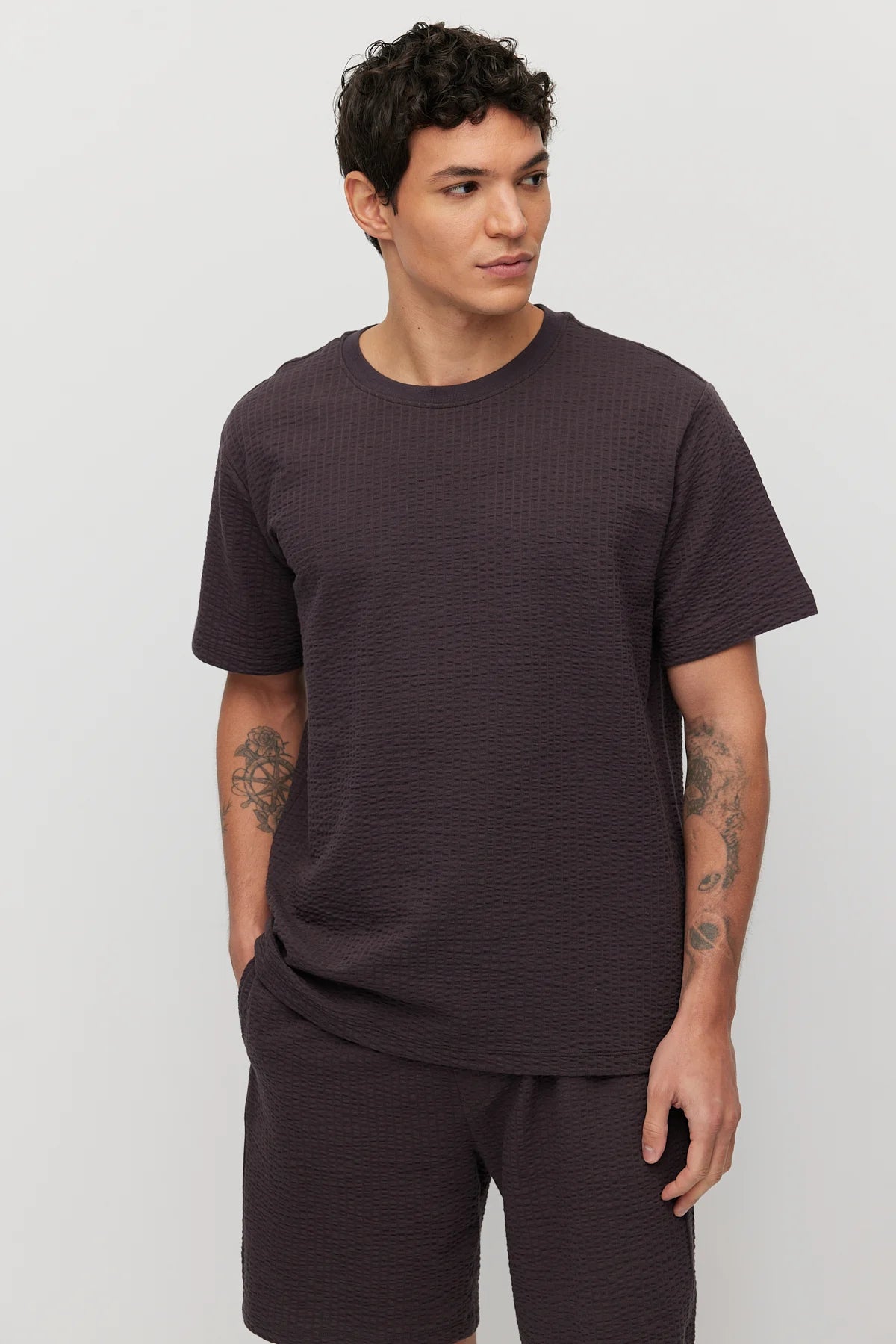 Men's Crew Neck Textured Oversize T-shirt
