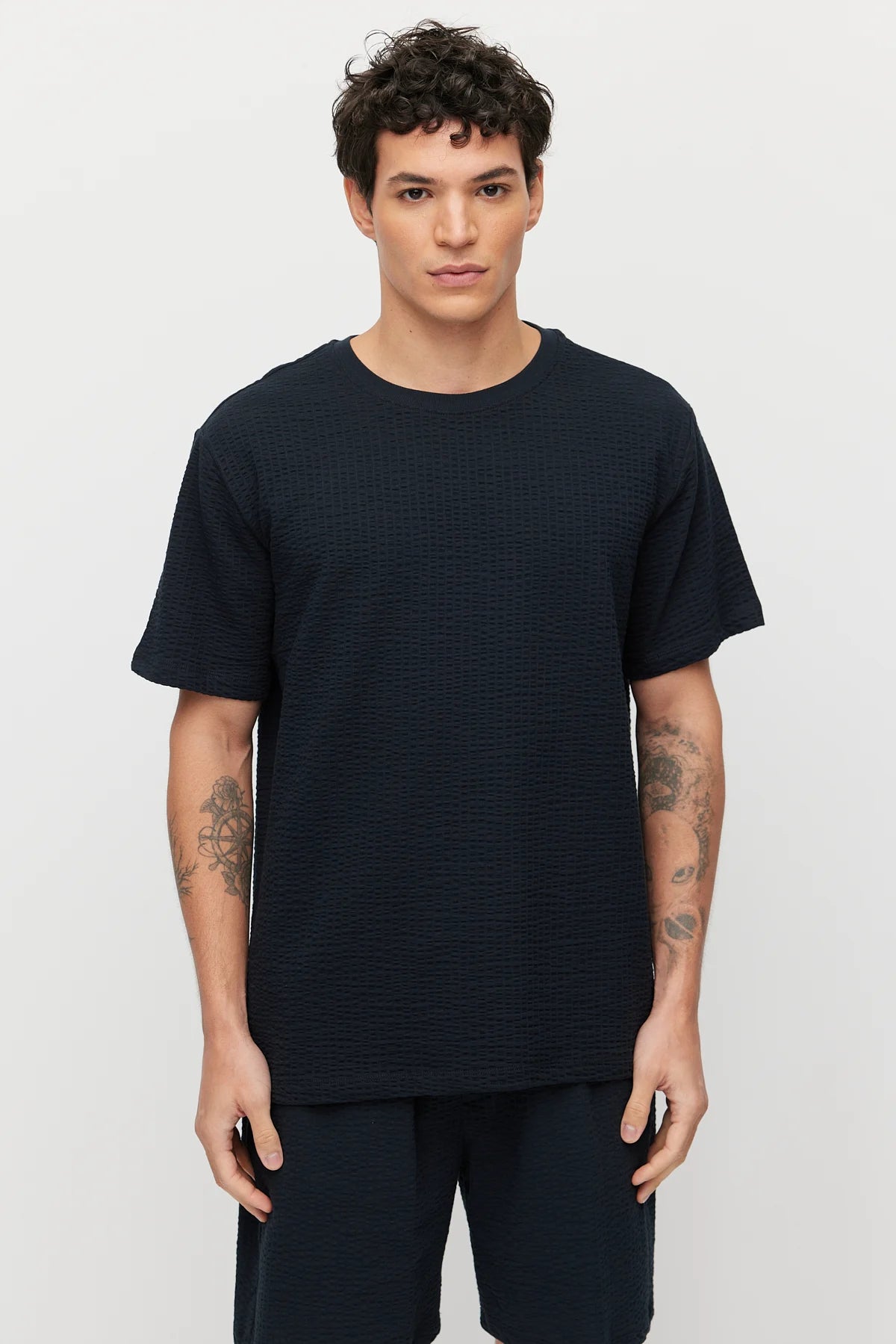 Men's Crew Neck Textured Oversize T-shirt
