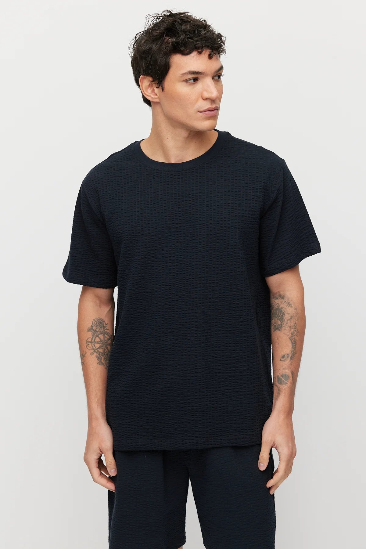 Men's Crew Neck Textured Oversize T-shirt