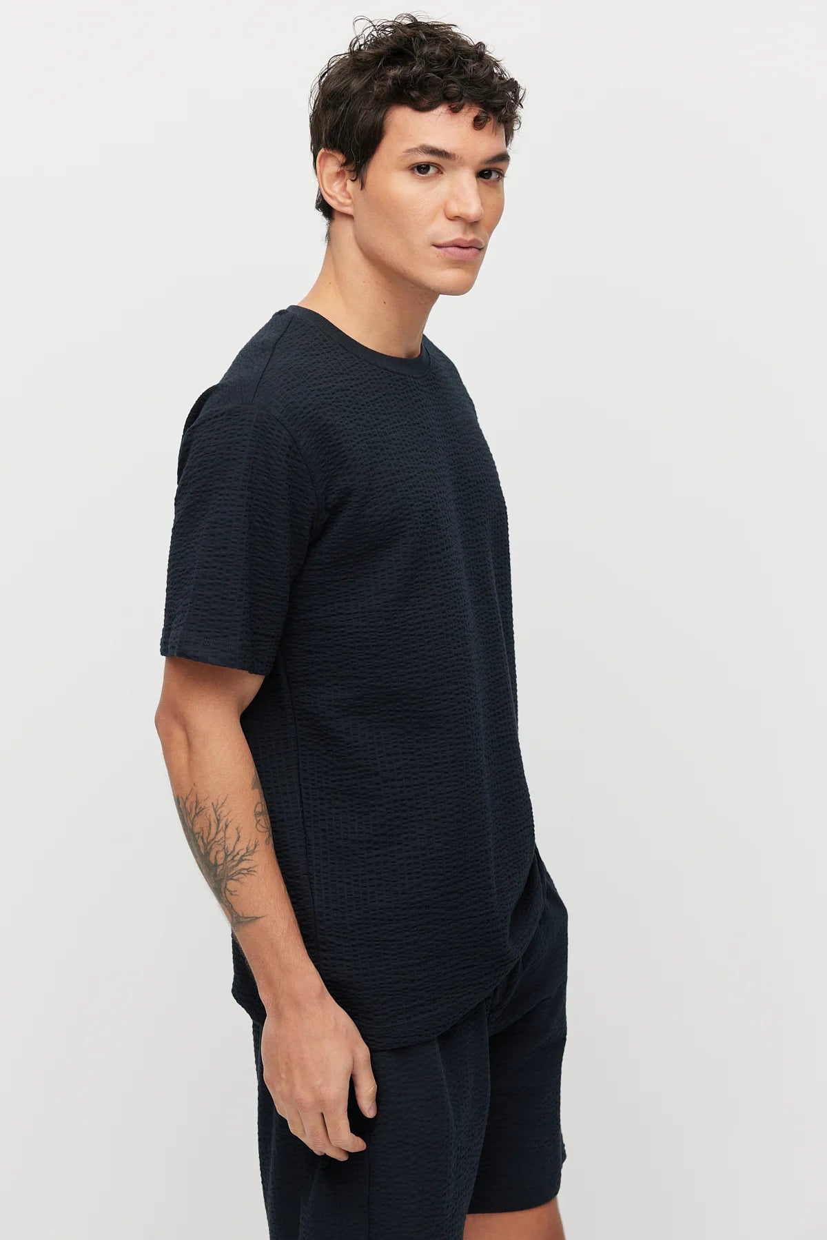 Men's Crew Neck Textured Oversize T-shirt