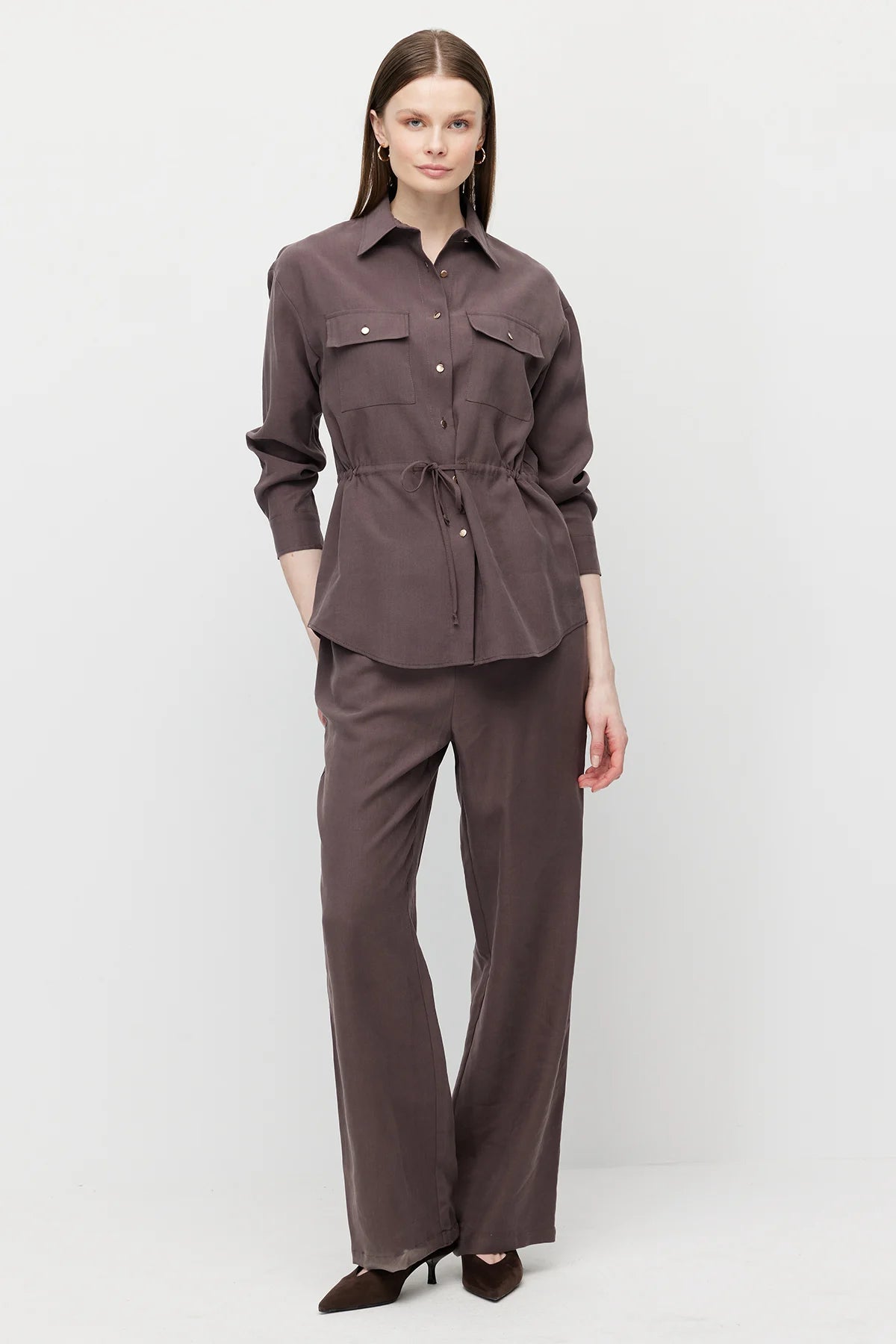 Women's Wide-Leg Trousers with Drawstring Waist