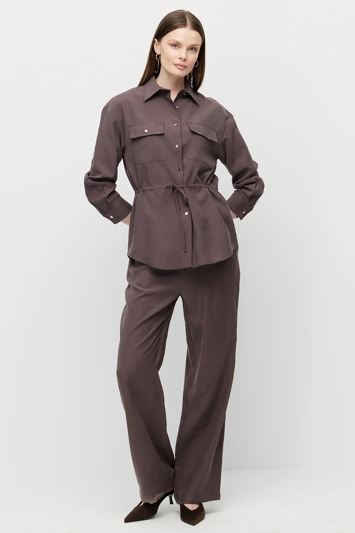 Women's Wide-Leg Trousers with Drawstring Waist