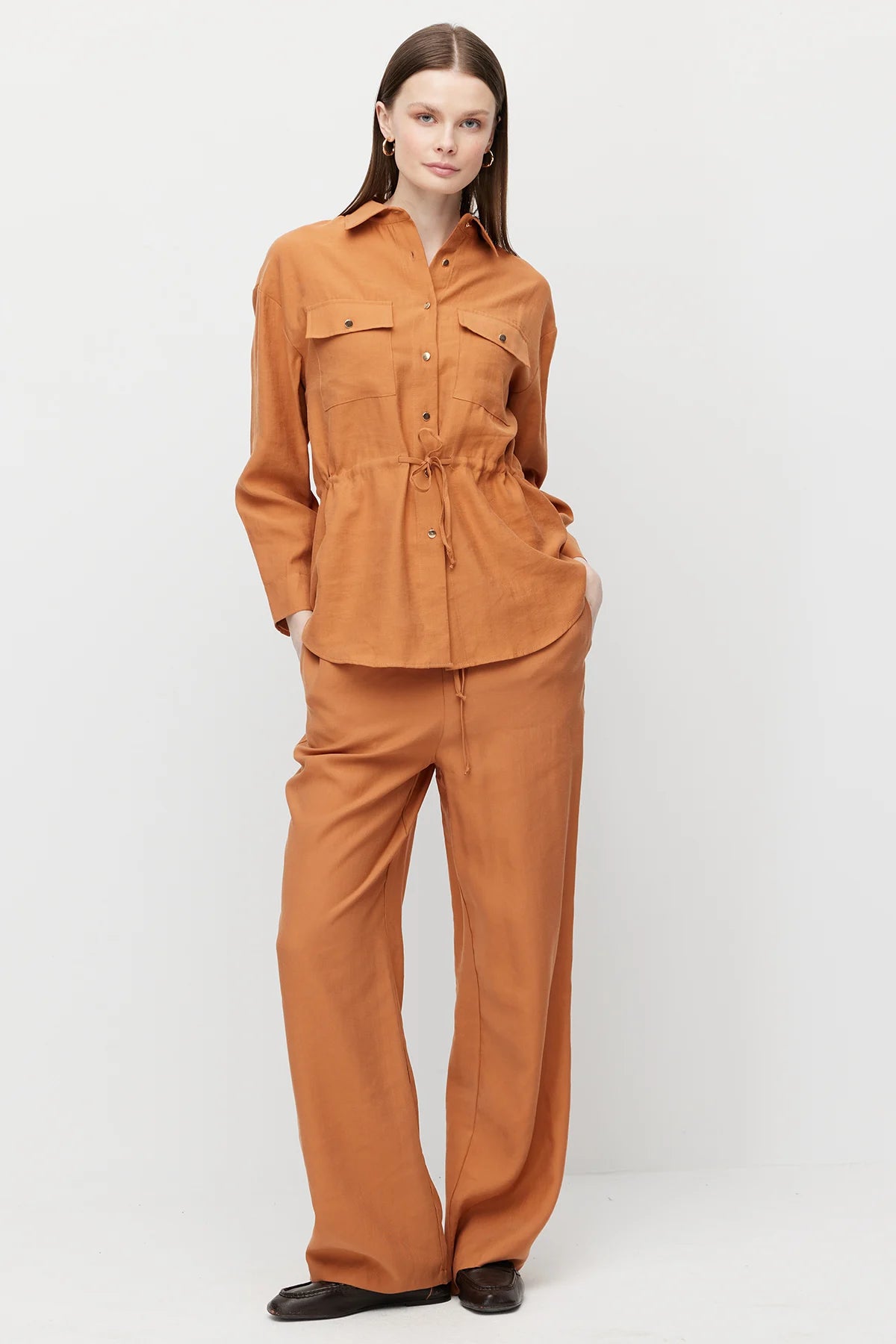 Women's Wide-Leg Trousers with Drawstring Waist