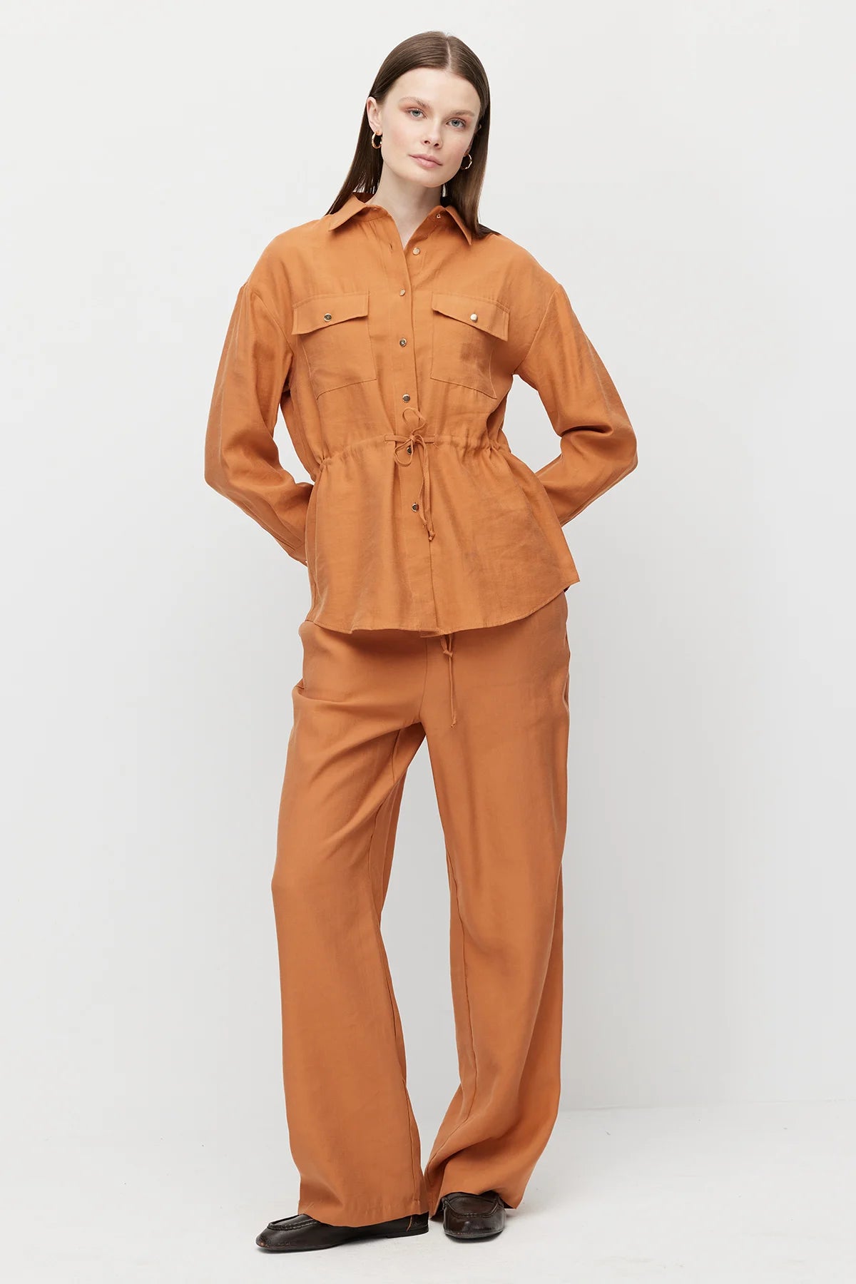 Women's Wide-Leg Trousers with Drawstring Waist