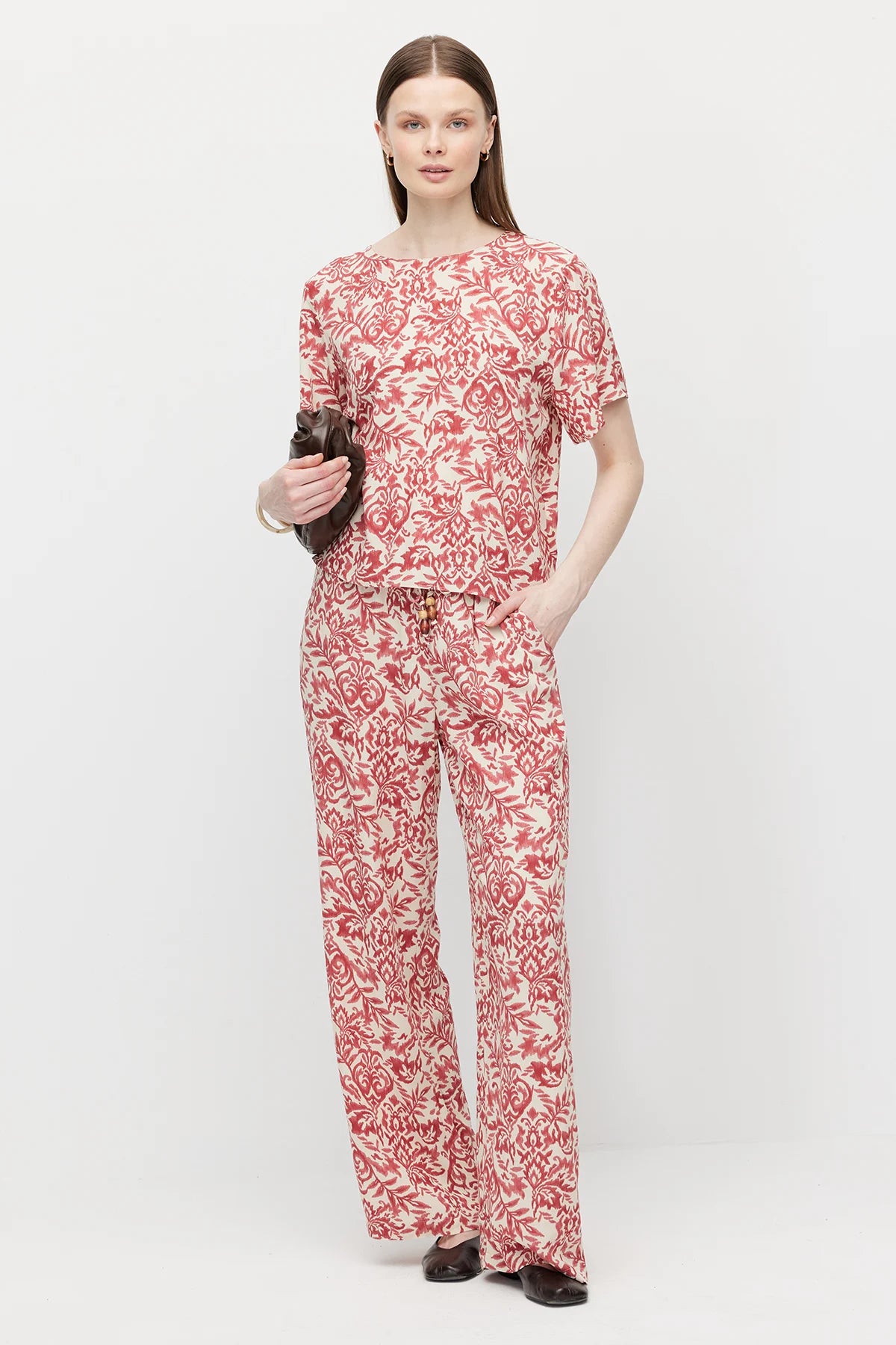 Women's Patterned Trousers with Drawstring Waist