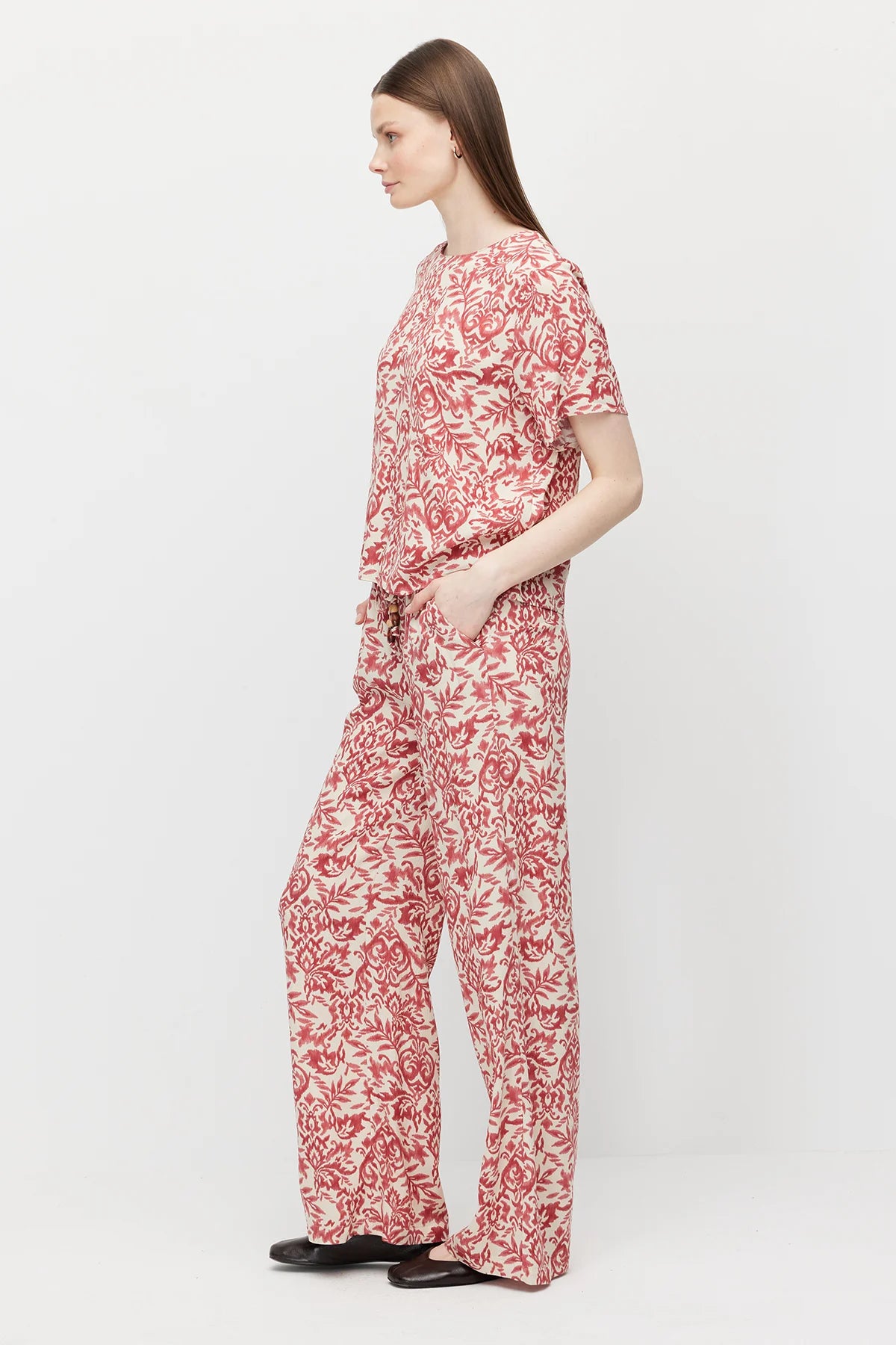 Women's Patterned Trousers with Drawstring Waist