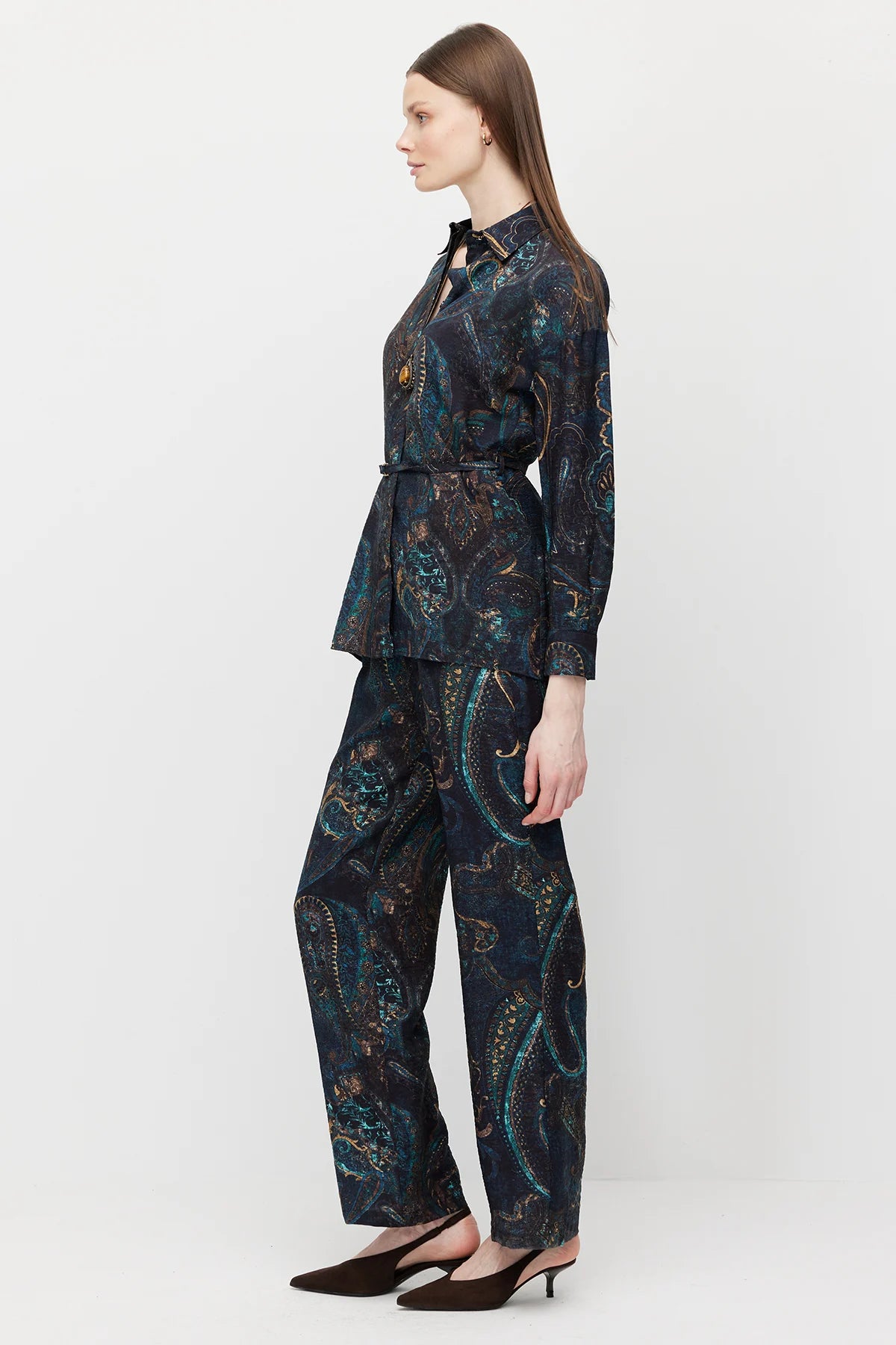 Women's Patterned Wide-Leg Trousers