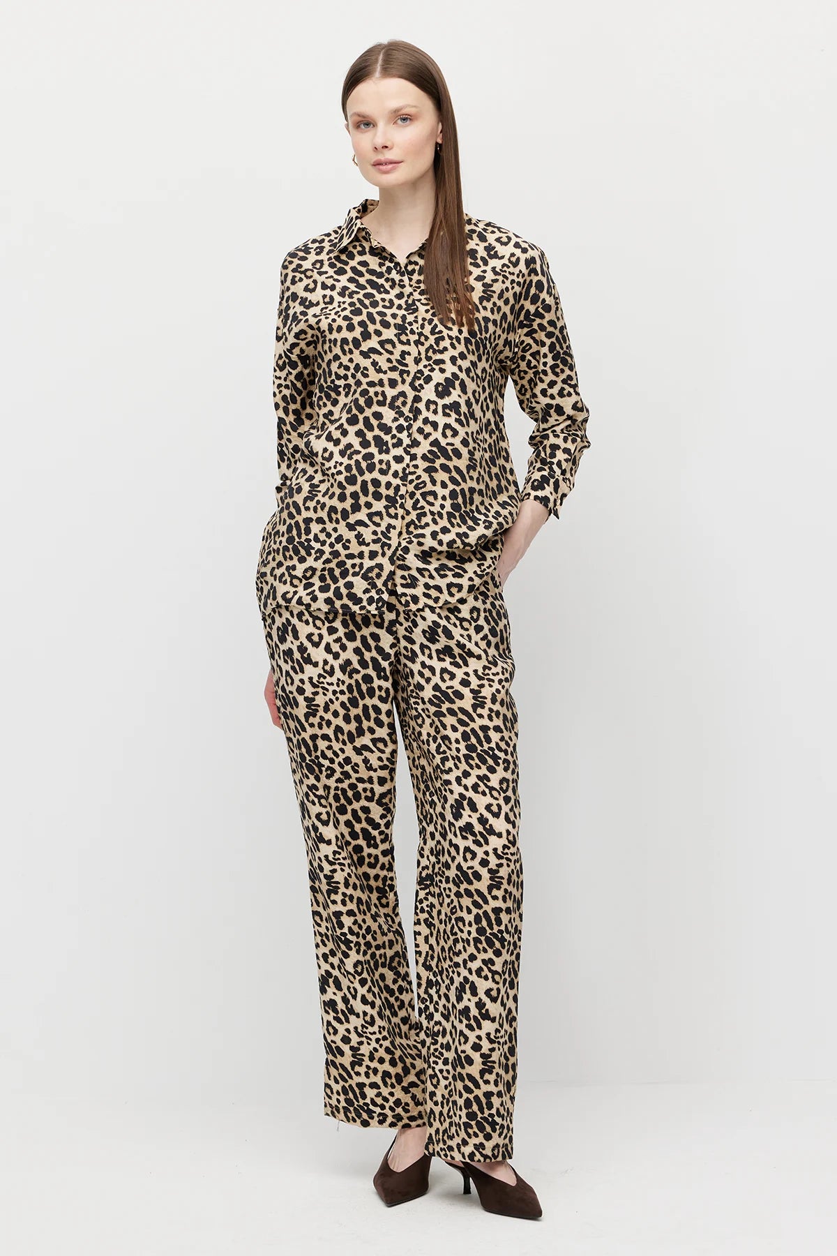 Women's Patterned Wide-Leg Trousers