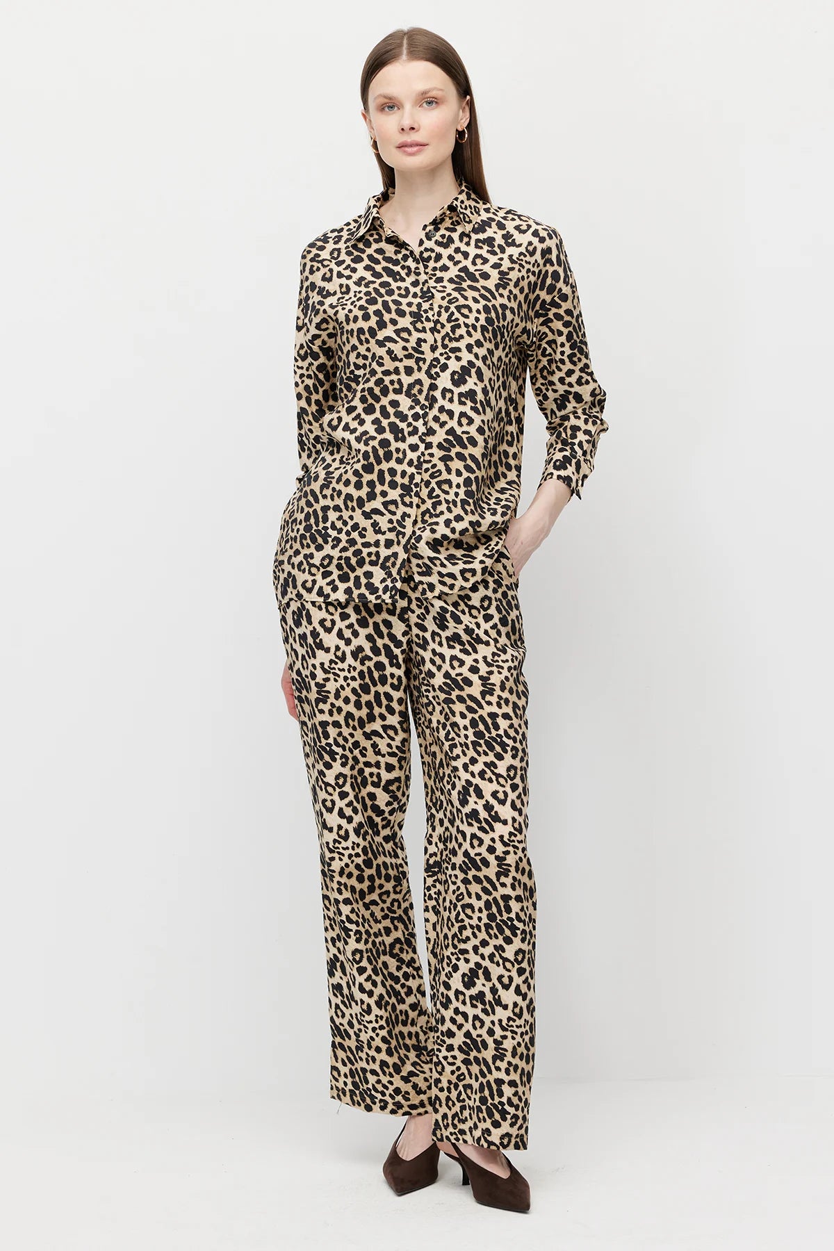 Women's Patterned Wide-Leg Trousers
