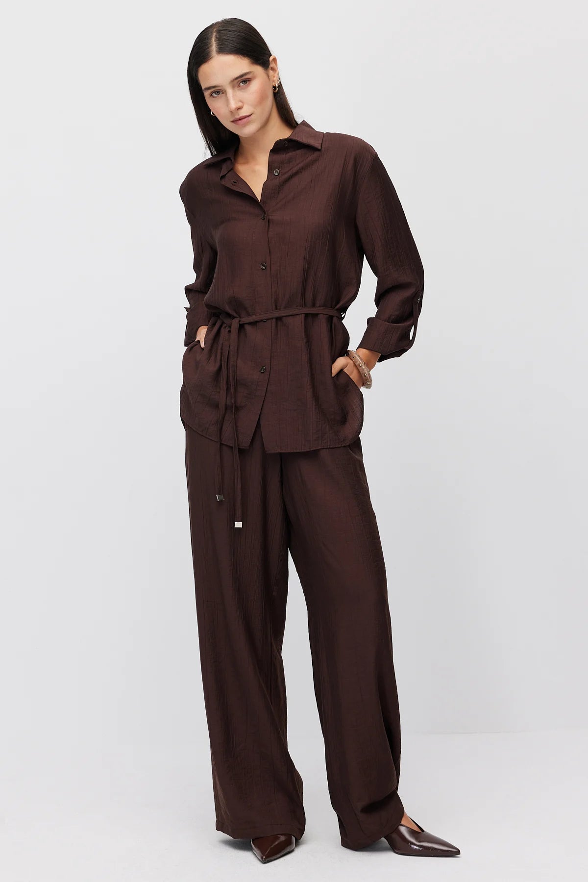 Women's Elastic Waist Wide Leg Trousers