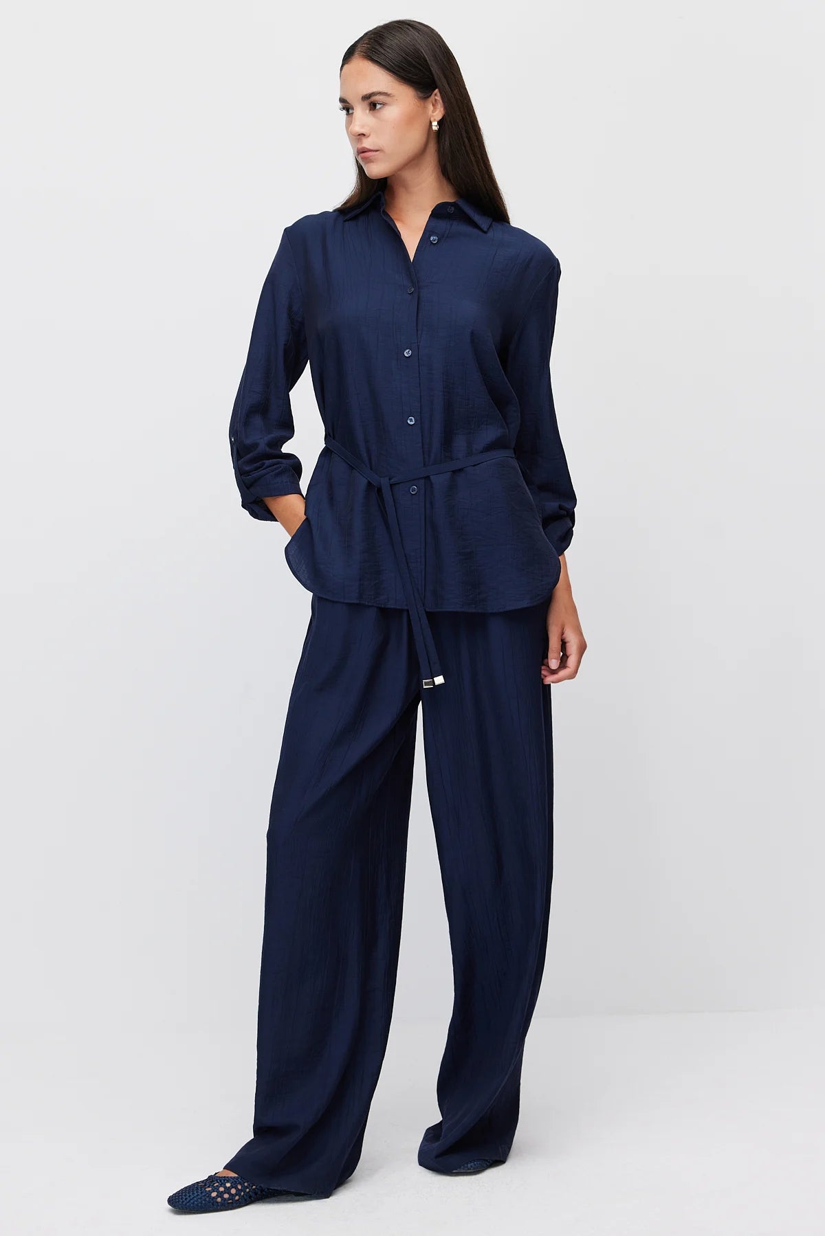 Women's Elastic Waist Wide Leg Trousers