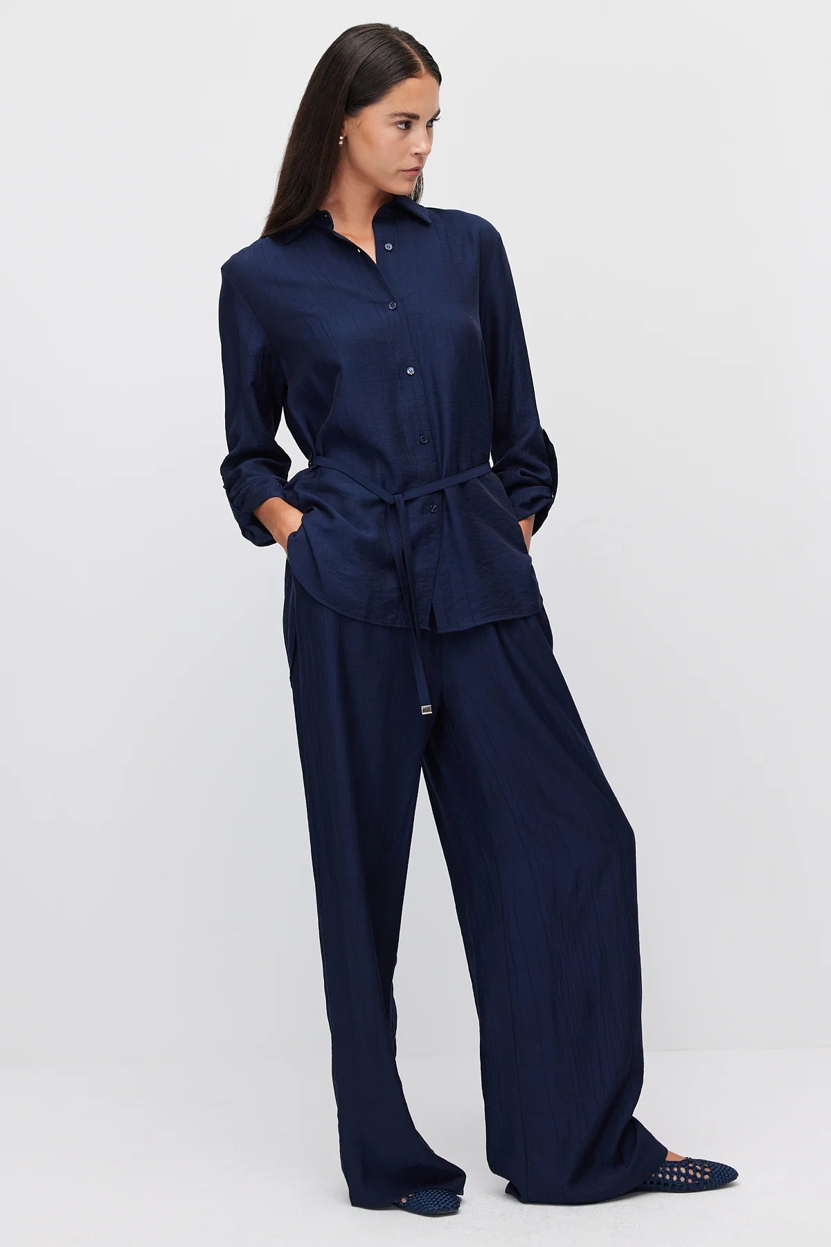 Women's Elastic Waist Wide Leg Trousers