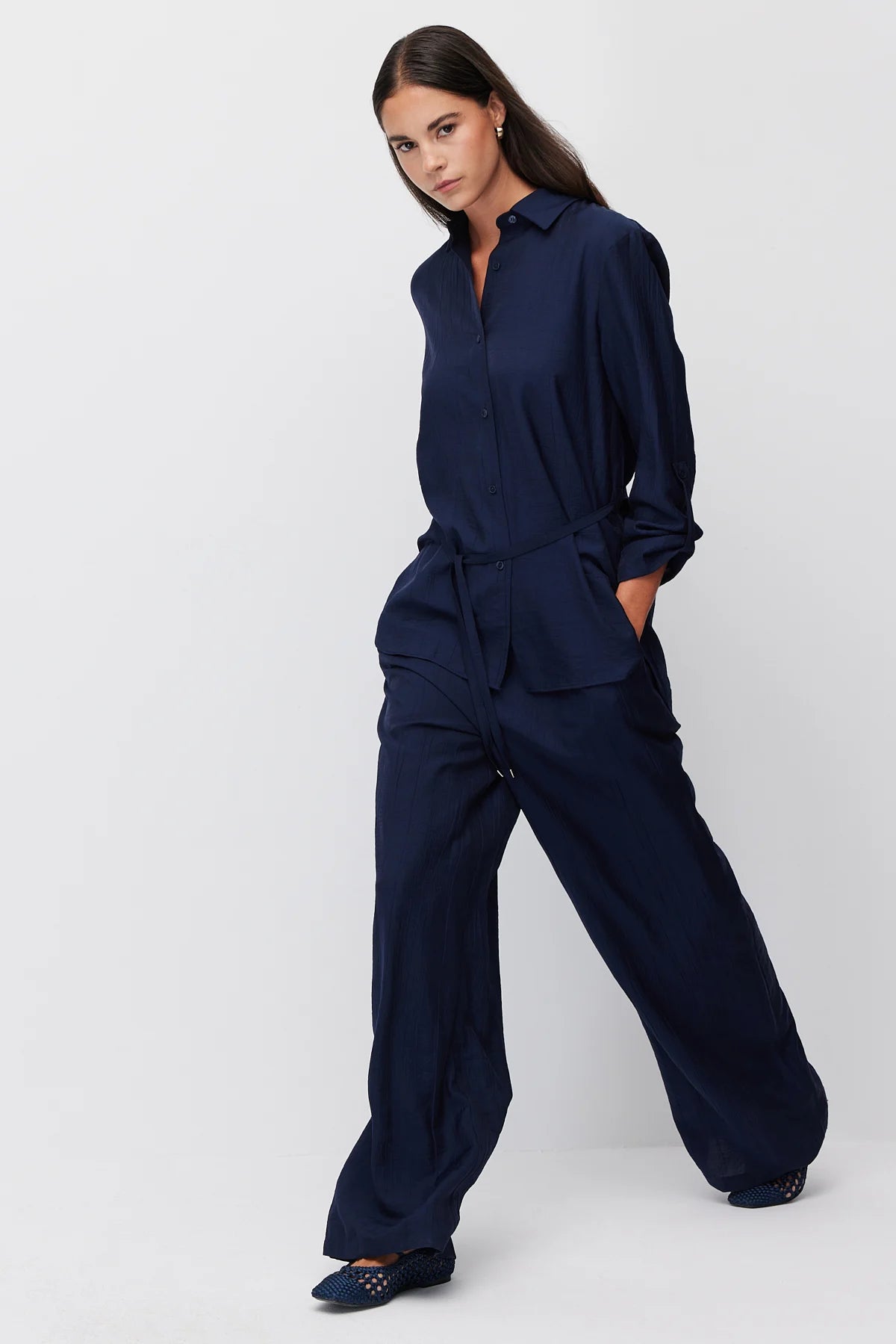 Women's Elastic Waist Wide Leg Trousers