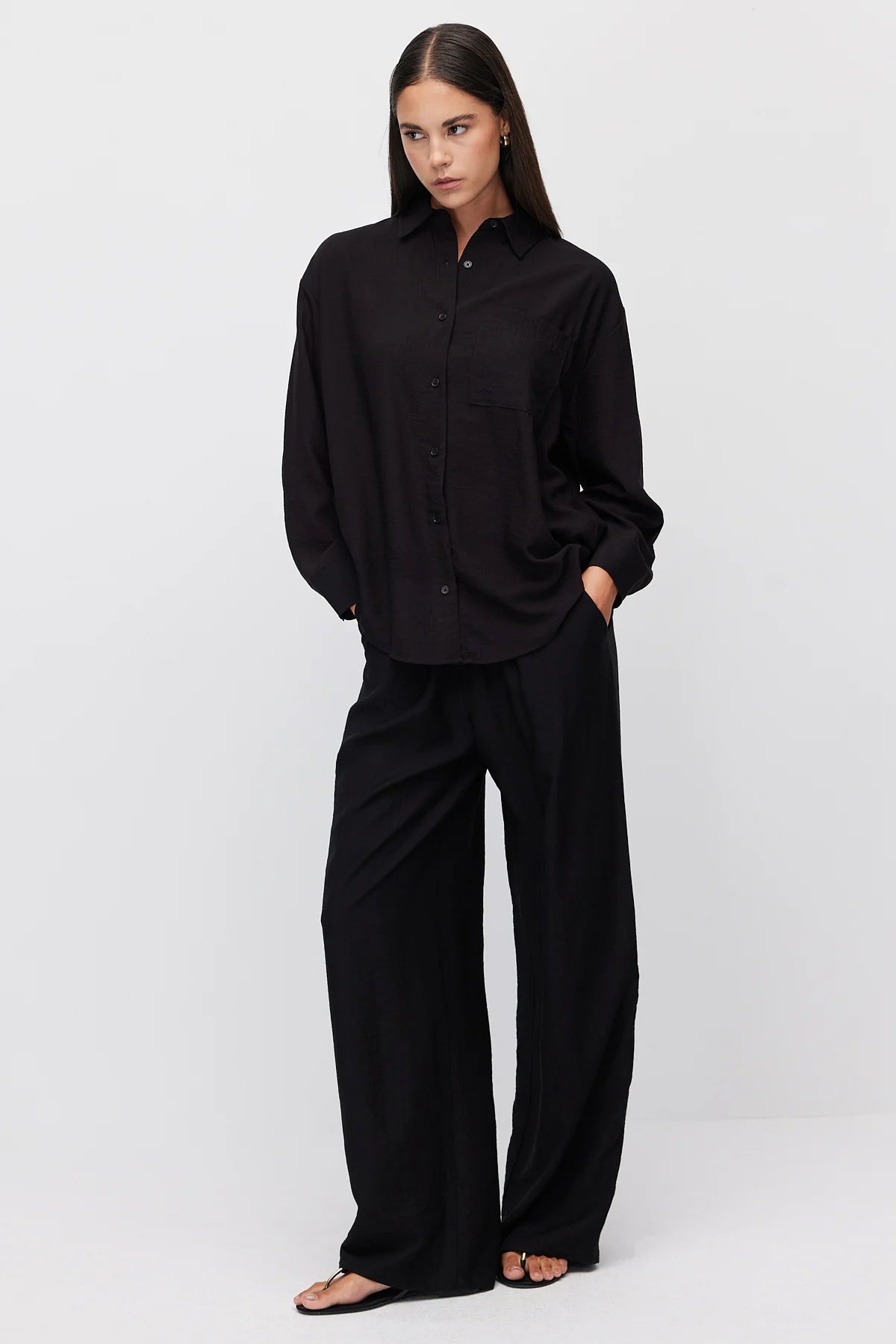 Women's Elastic Waist Wide Leg Trousers