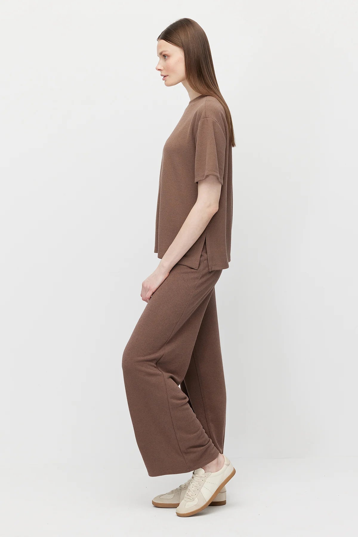 Women's Elastic Waist Relaxed Fit Textured Trousers