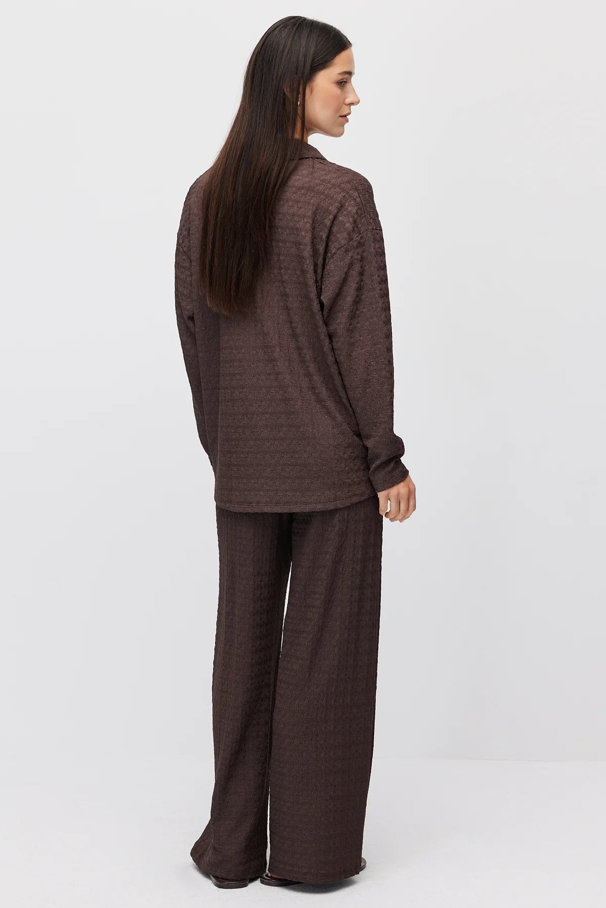 Women's Textured Pants with Elastic Waistband
