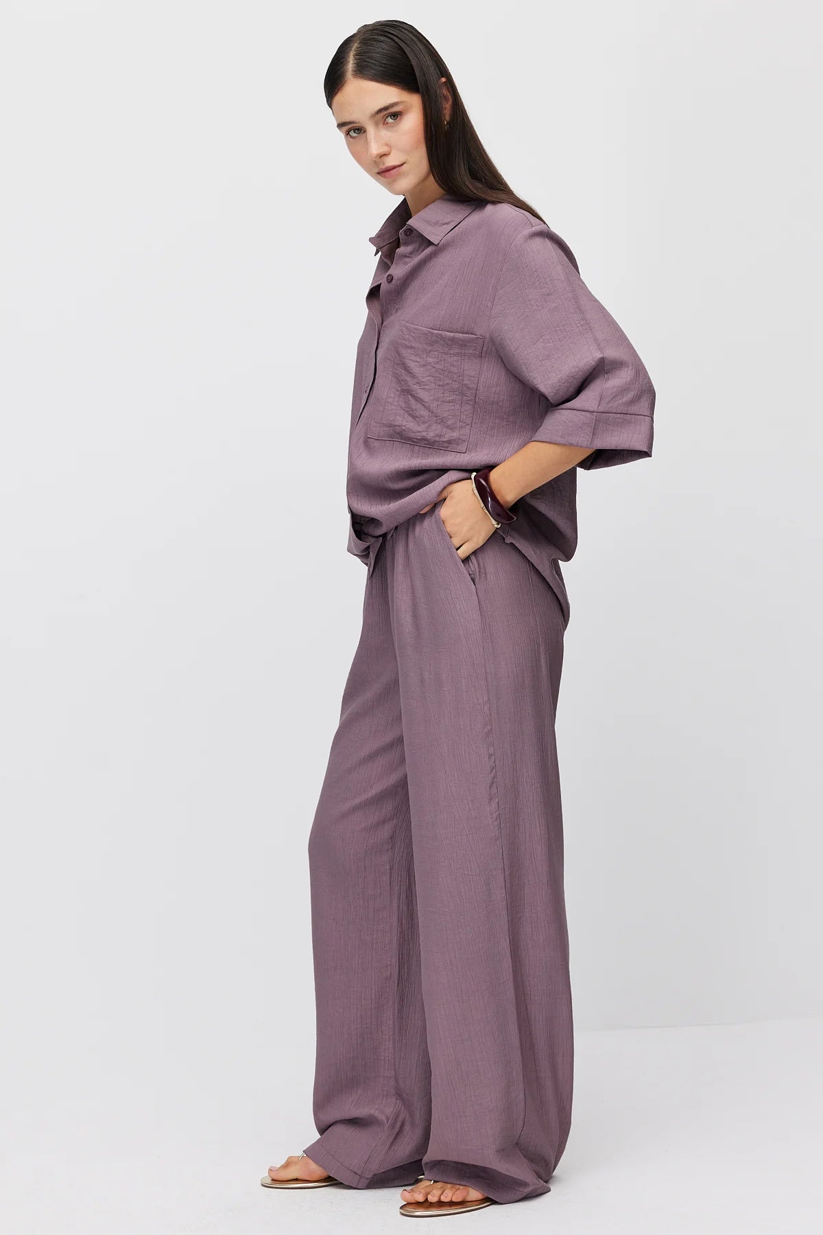 Women's Wide Leg Trousers with Tie Waist