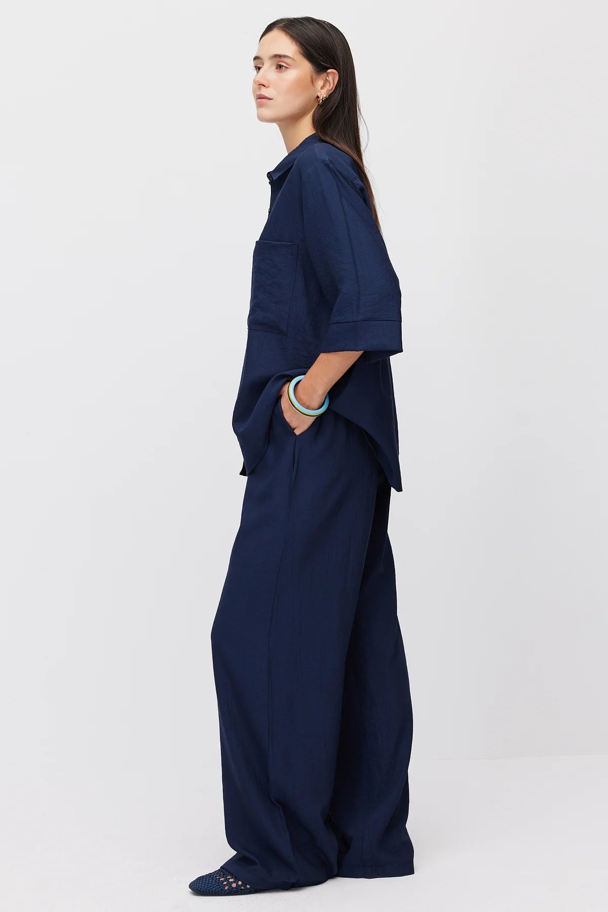 Women's Wide Leg Trousers with Tie Waist