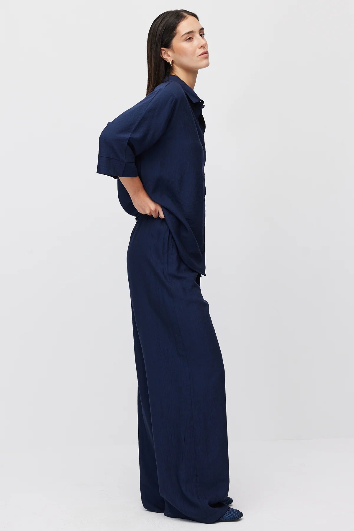 Women's Wide Leg Trousers with Tie Waist