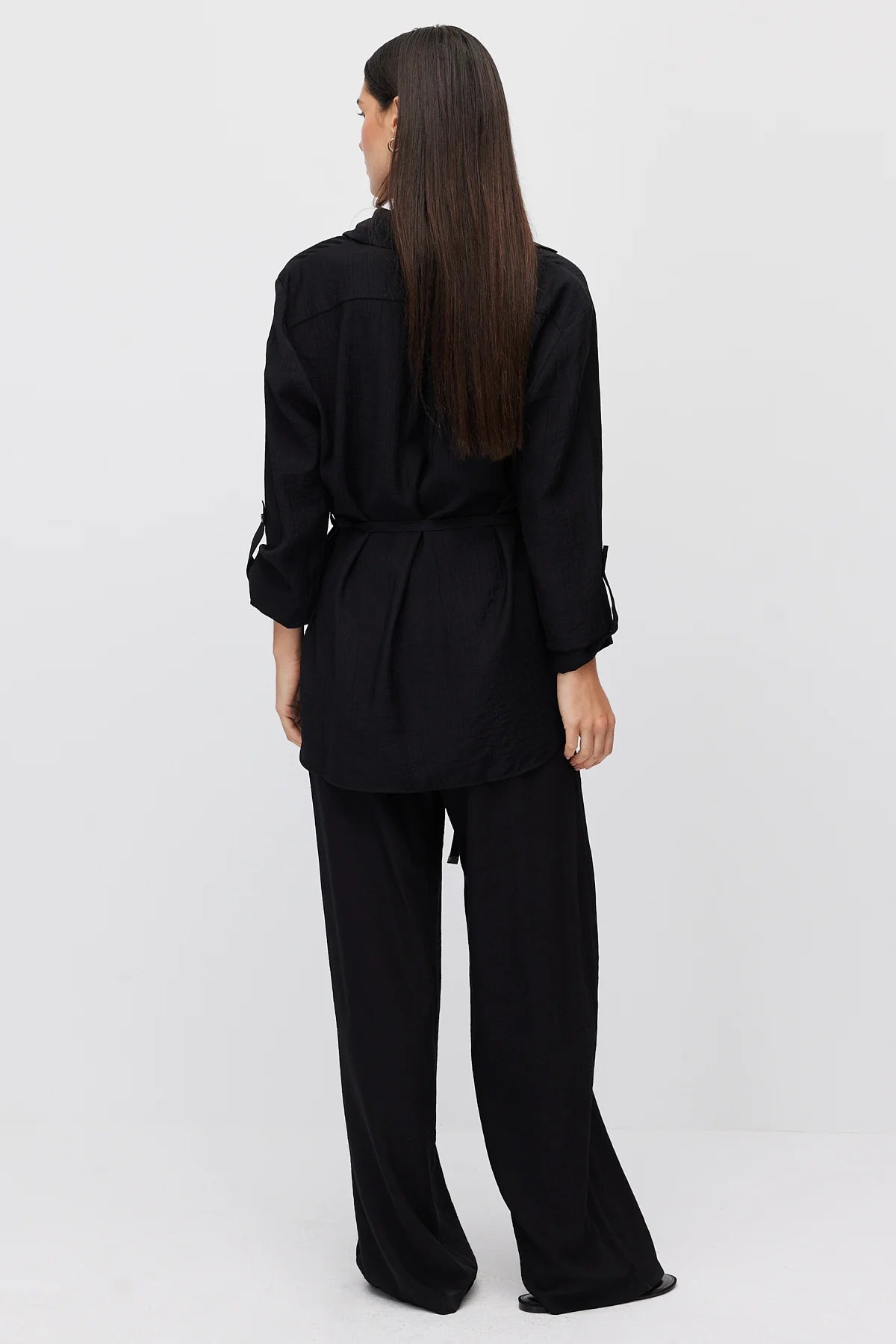 Women's Wide Leg Trousers with Tie Waist