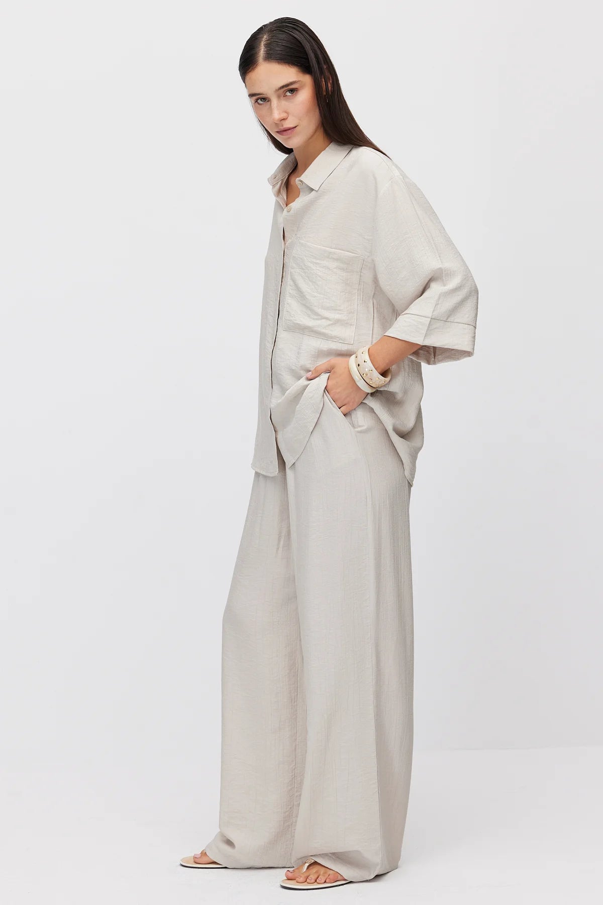 Women's Wide Leg Trousers with Tie Waist