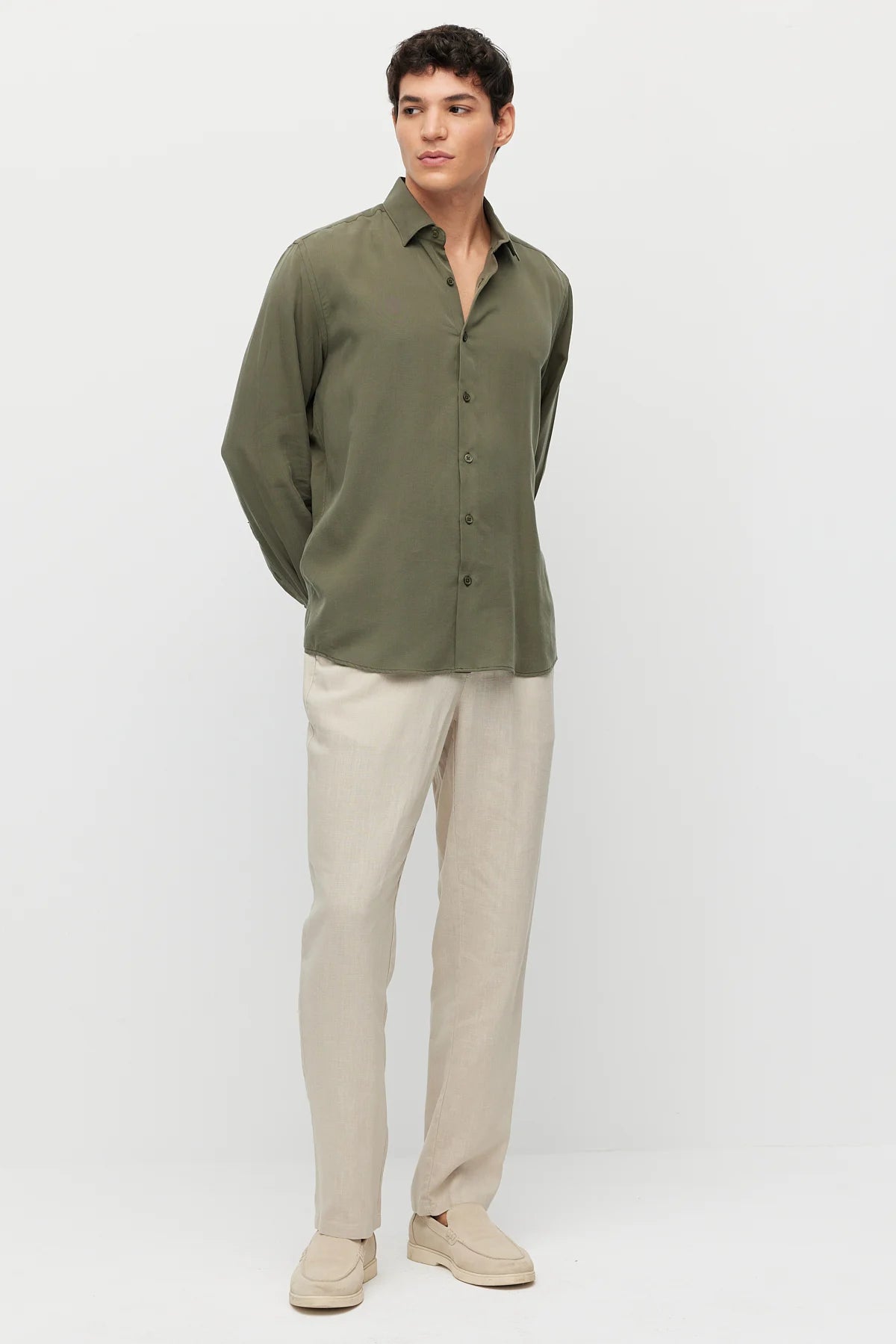 Men's Linen-Look Joggers with Elastic Waistband