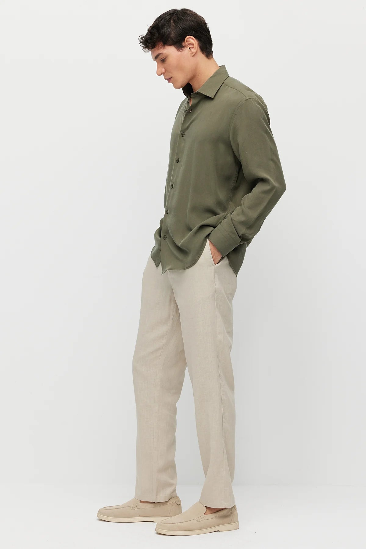 Men's Linen-Look Joggers with Elastic Waistband
