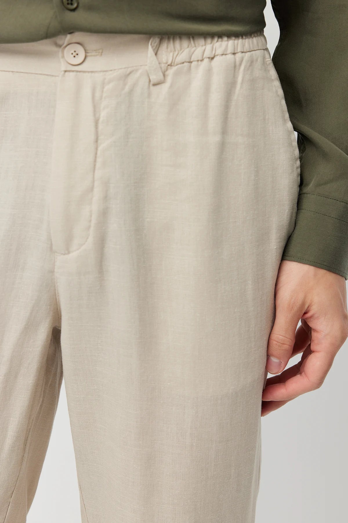 Men's Linen-Look Joggers with Elastic Waistband