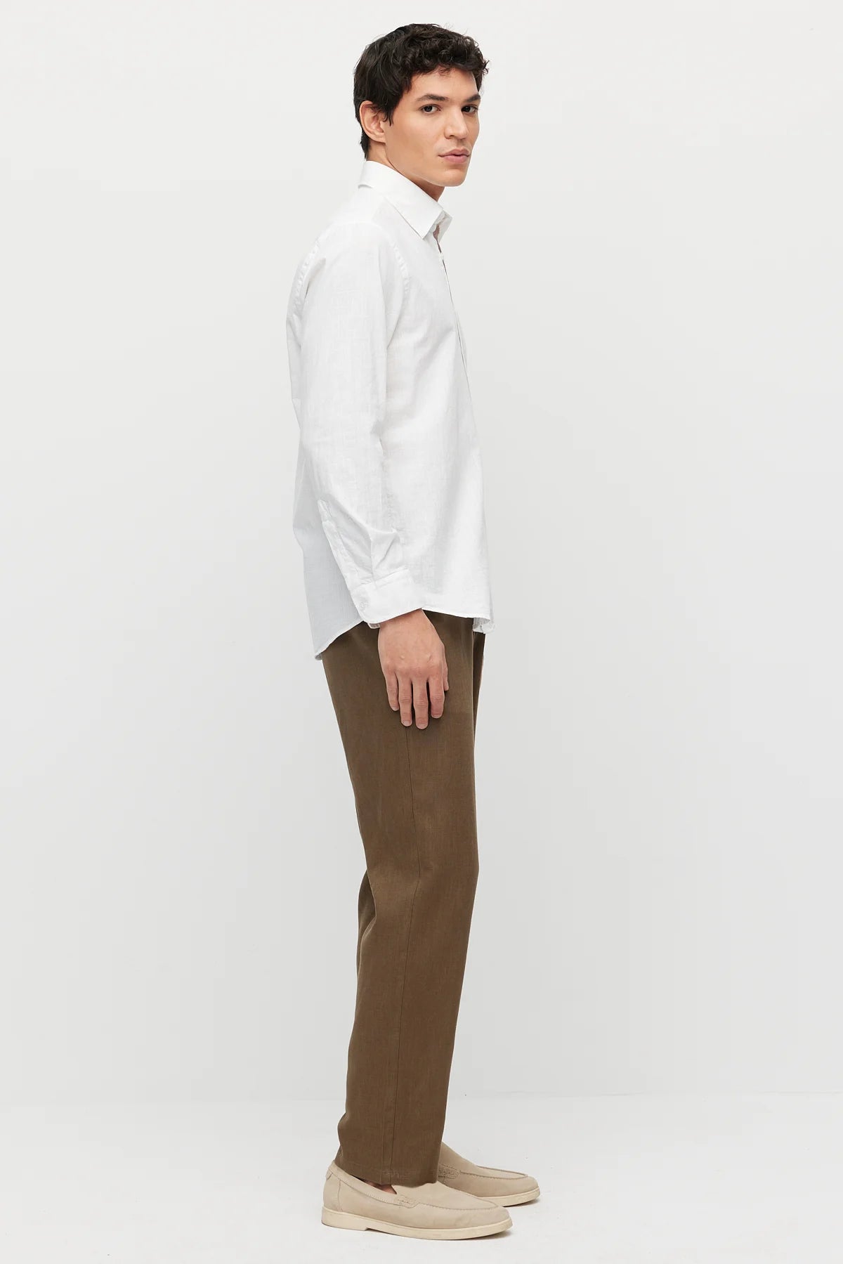 Men's Linen-Look Joggers with Elastic Waistband